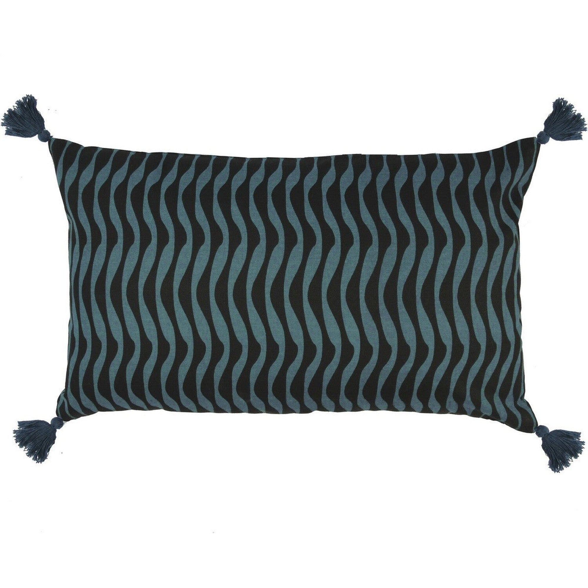Housse de coussin en coton 50x30 Noir et Bleu Pétrole Housse de coussin en coton 50x30 Noir et Bleu Pétrole