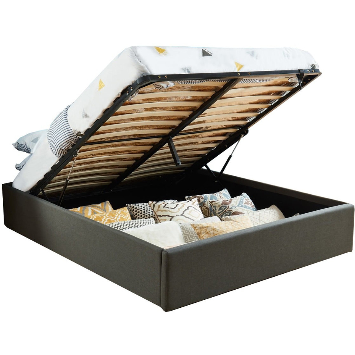Lit coffre avec sommier à lattes 160x200 anthracite (photo) Lit coffre avec sommier à lattes 160x200 anthracite