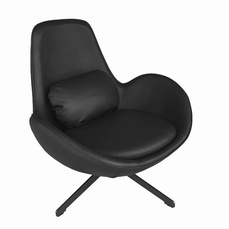 Fauteuil rotatif en aspect cuir noir Fauteuil rotatif en aspect cuir noir