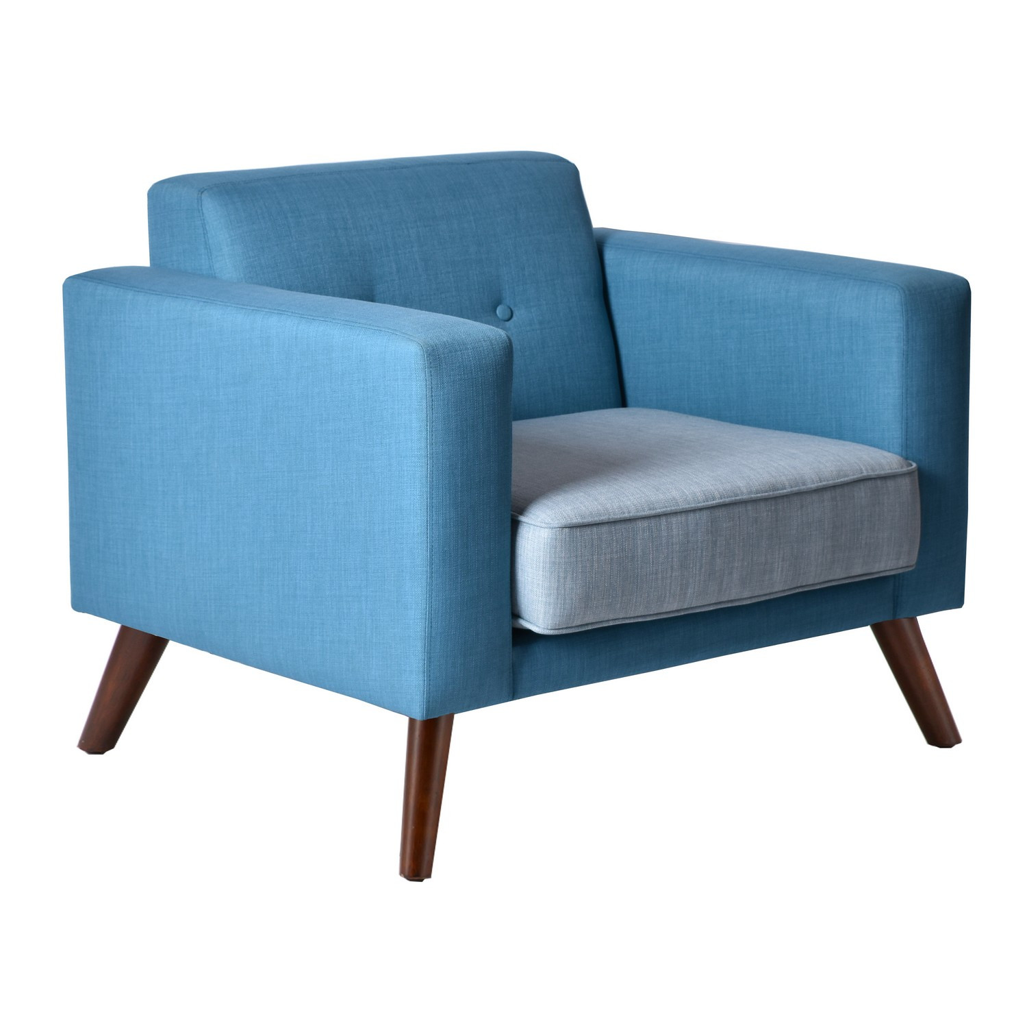 Fauteuil contemporain en tissu bleu