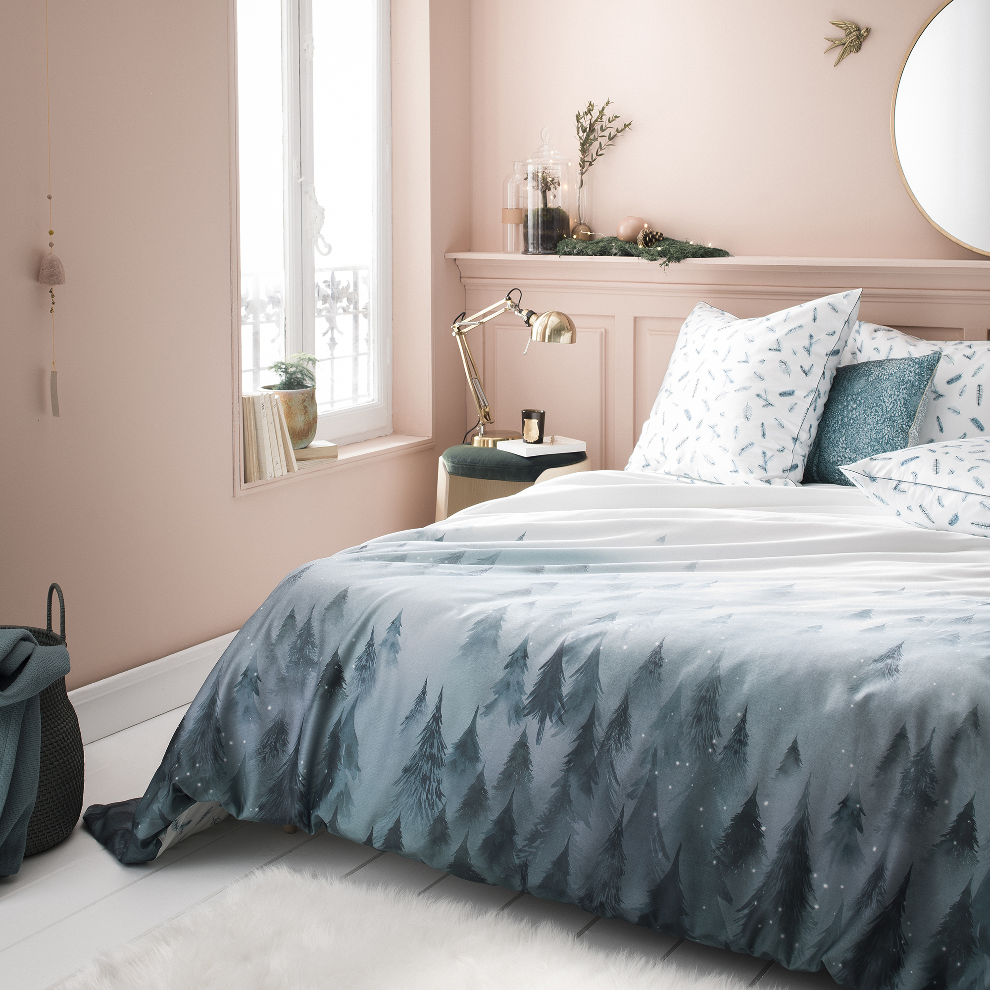 Housse de couette en coton bleu 200x200