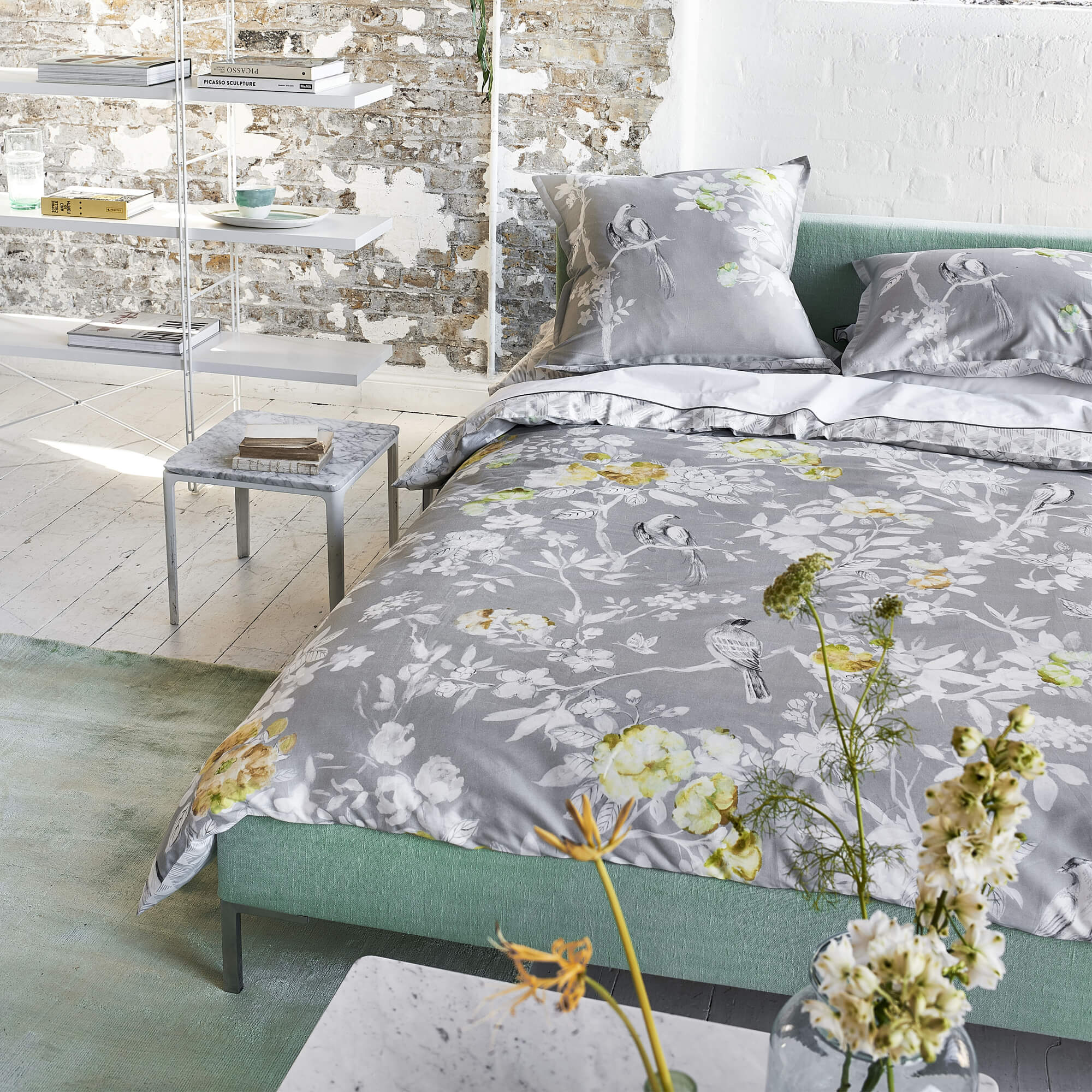 Housse de couette en coton gris 260x240 Housse de couette en coton gris 260x240