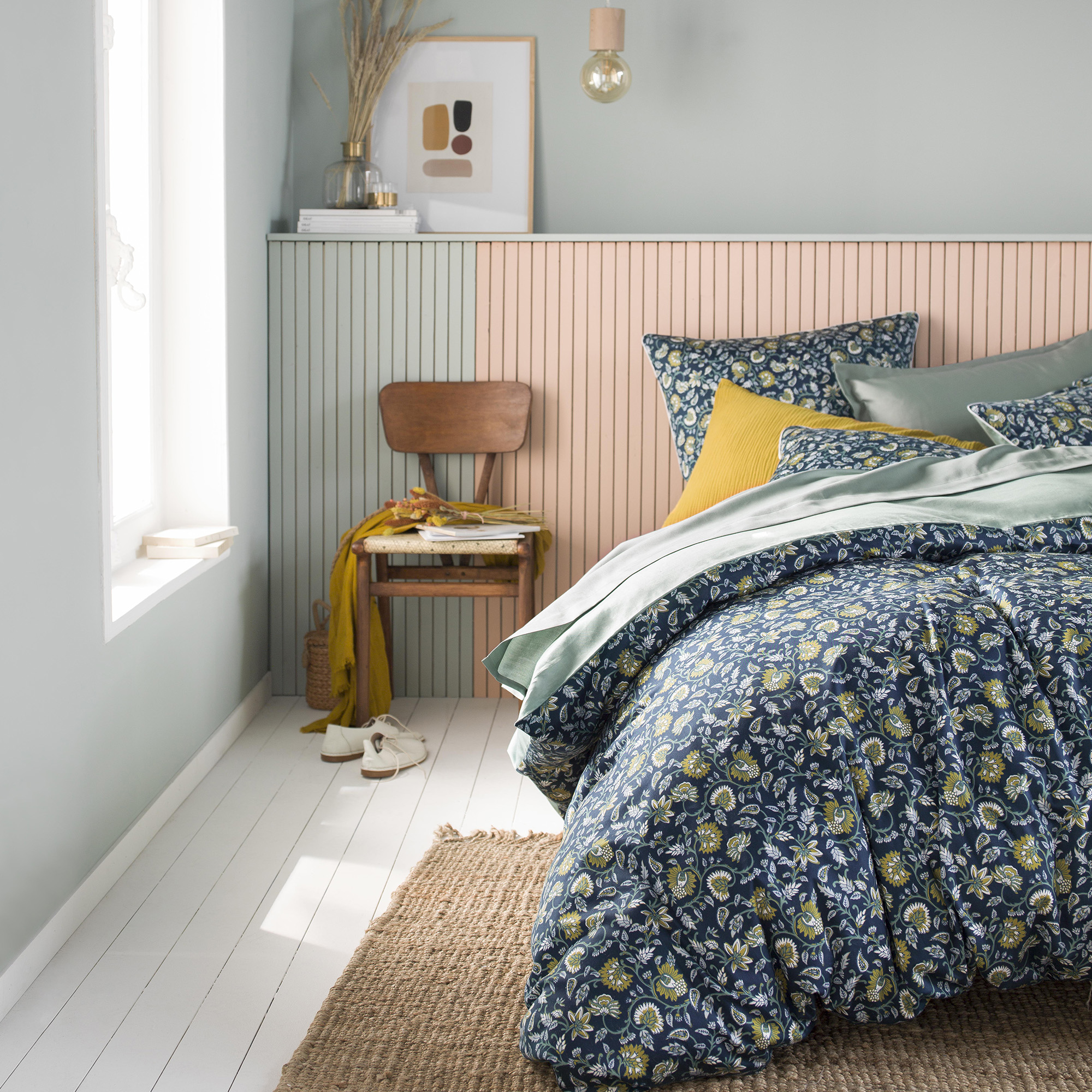 Housse de couette bicolore en coton 200x200