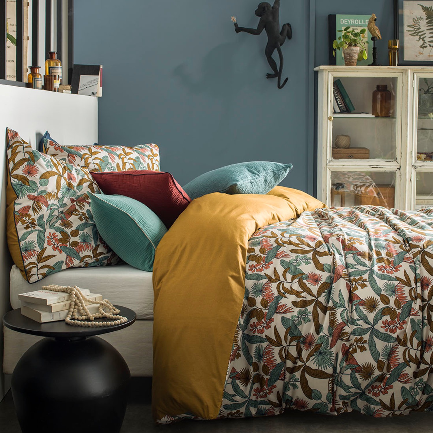 Housse de couette en coton bleu sahara 240x220 (photo) Housse de couette en coton bleu sahara 240x220