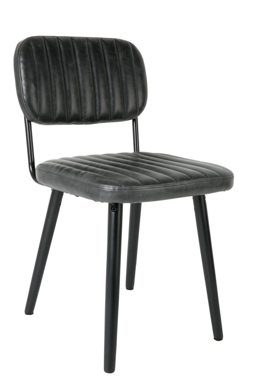 Chaise de table aspect cuir noir