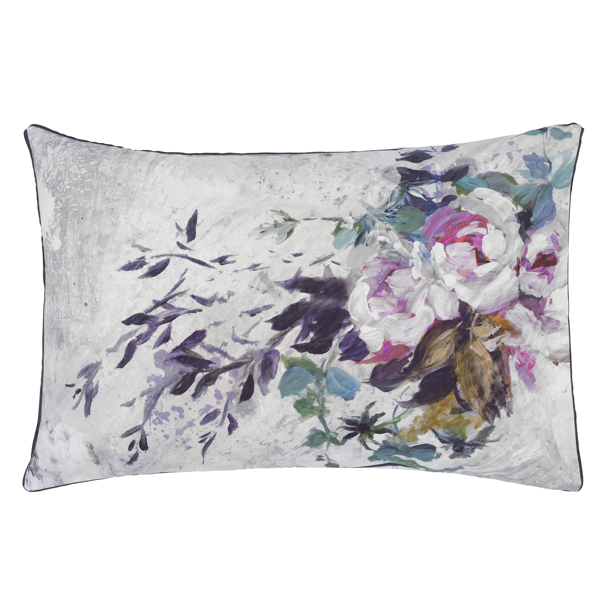 Taie d'oreiller imprimée en coton gris 50x75