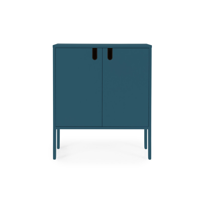 Petit buffet en bois 2 portes L80cm bleu canard Petit buffet en bois 2 portes L80cm bleu canard