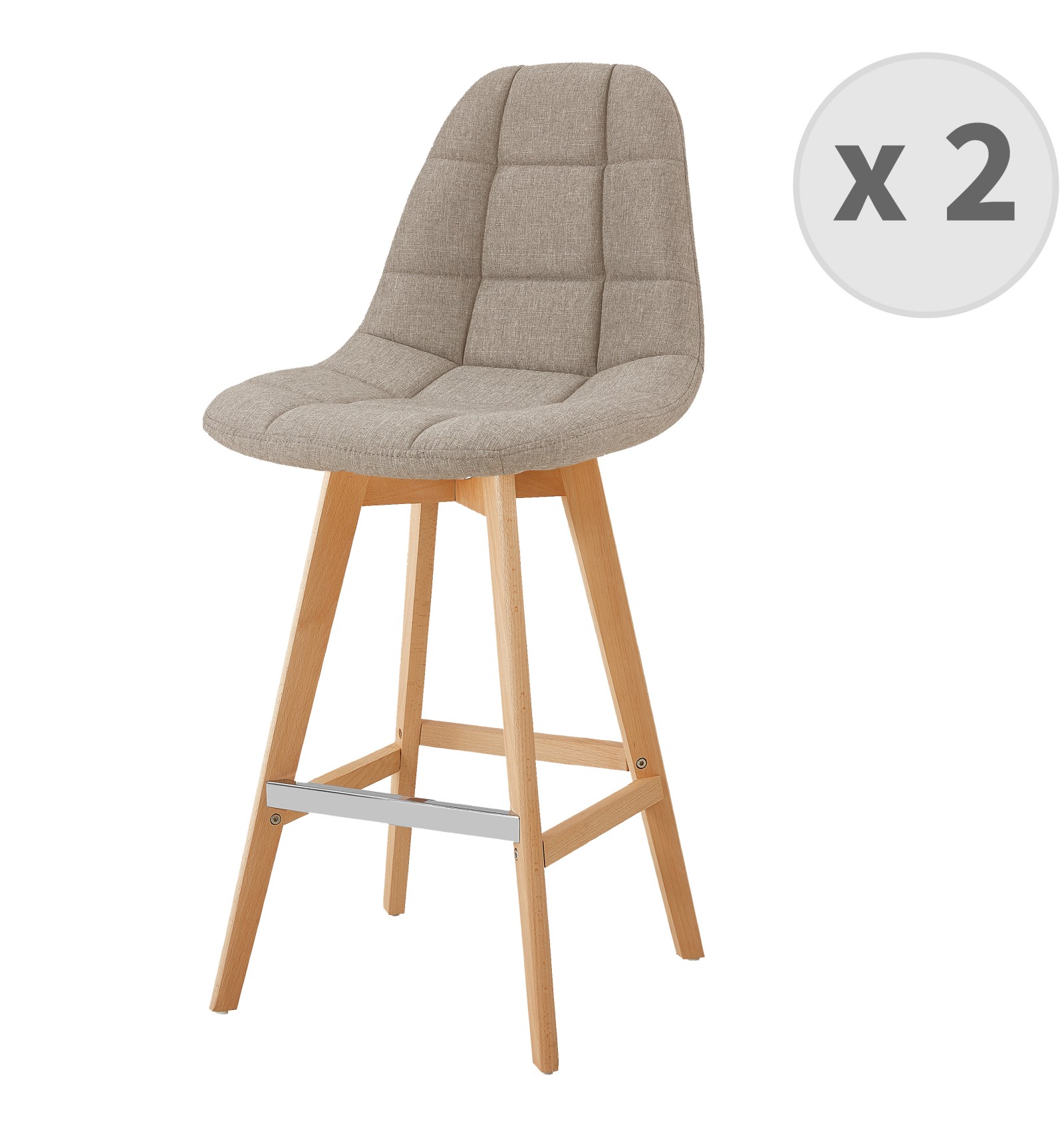 OWEN - Chaise de bar scandinave tissu Lin pied hêtre (x2) OWEN - Chaise de bar scandinave tissu Lin pied hêtre (x2)