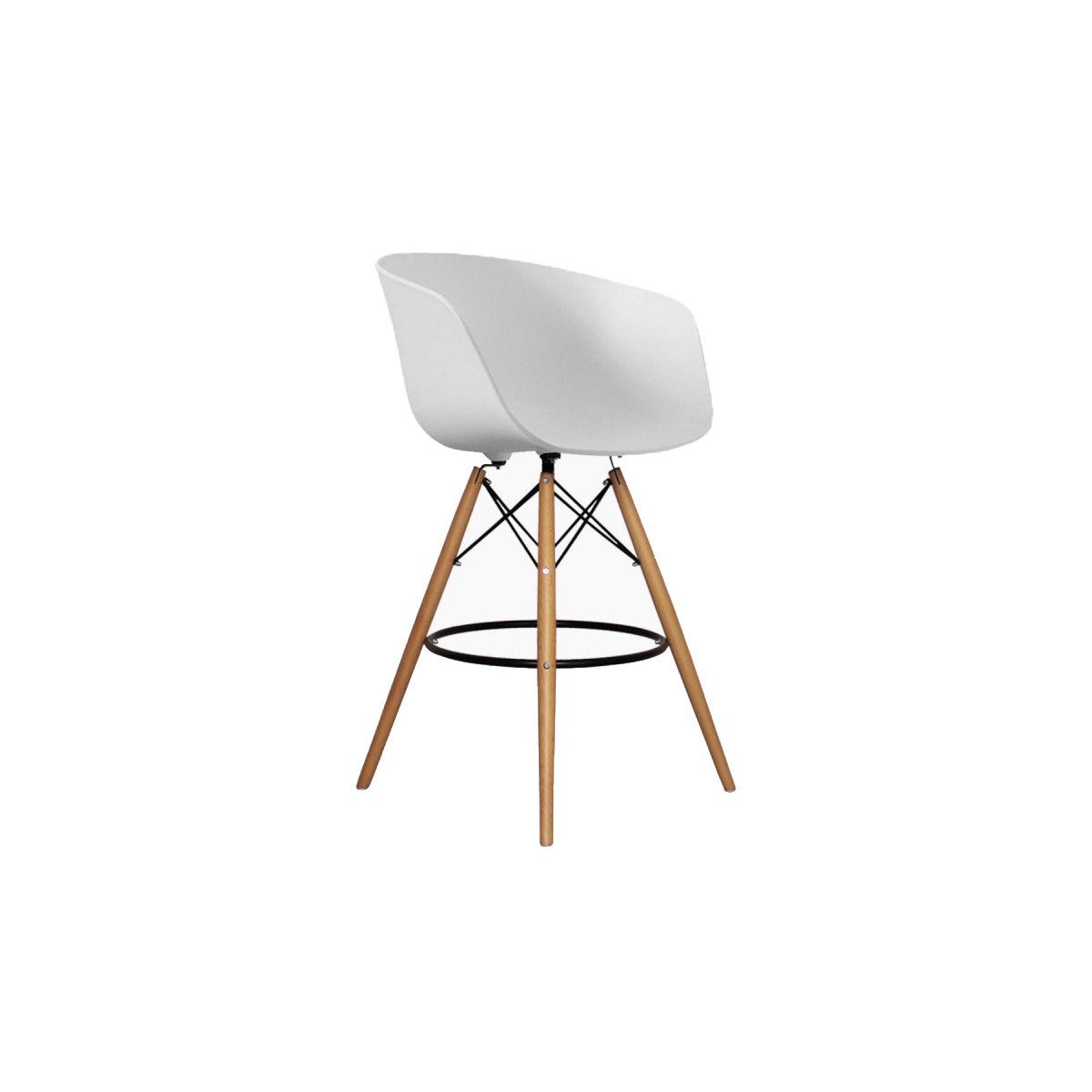 Tabouret de bar design nordique - Couleurs au choix blanc