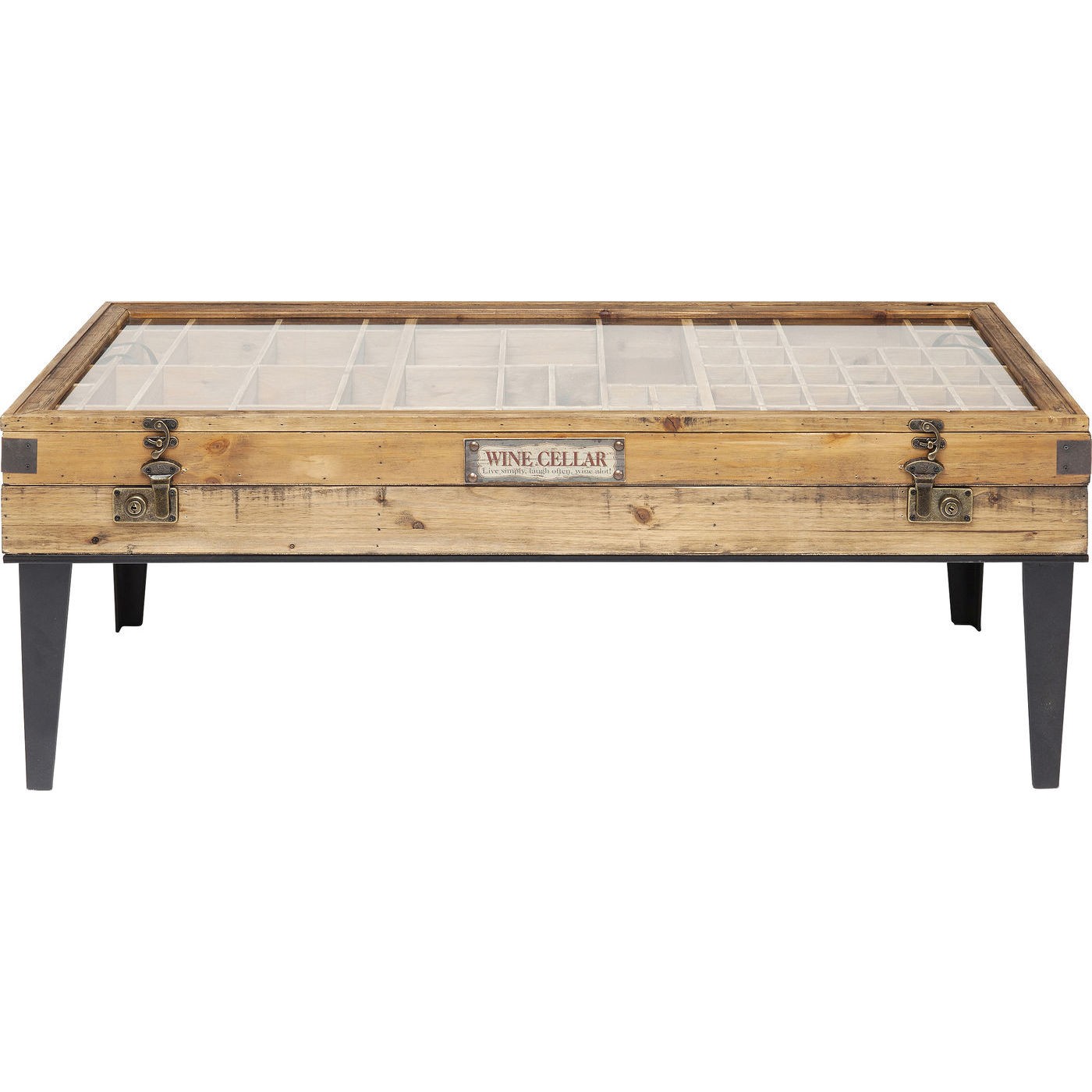 Table basse en sapin et verre