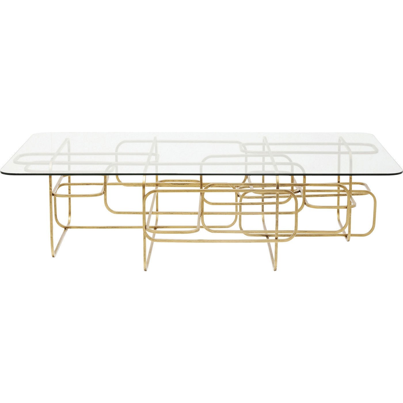 Table basse en acier dorÃ© et verre