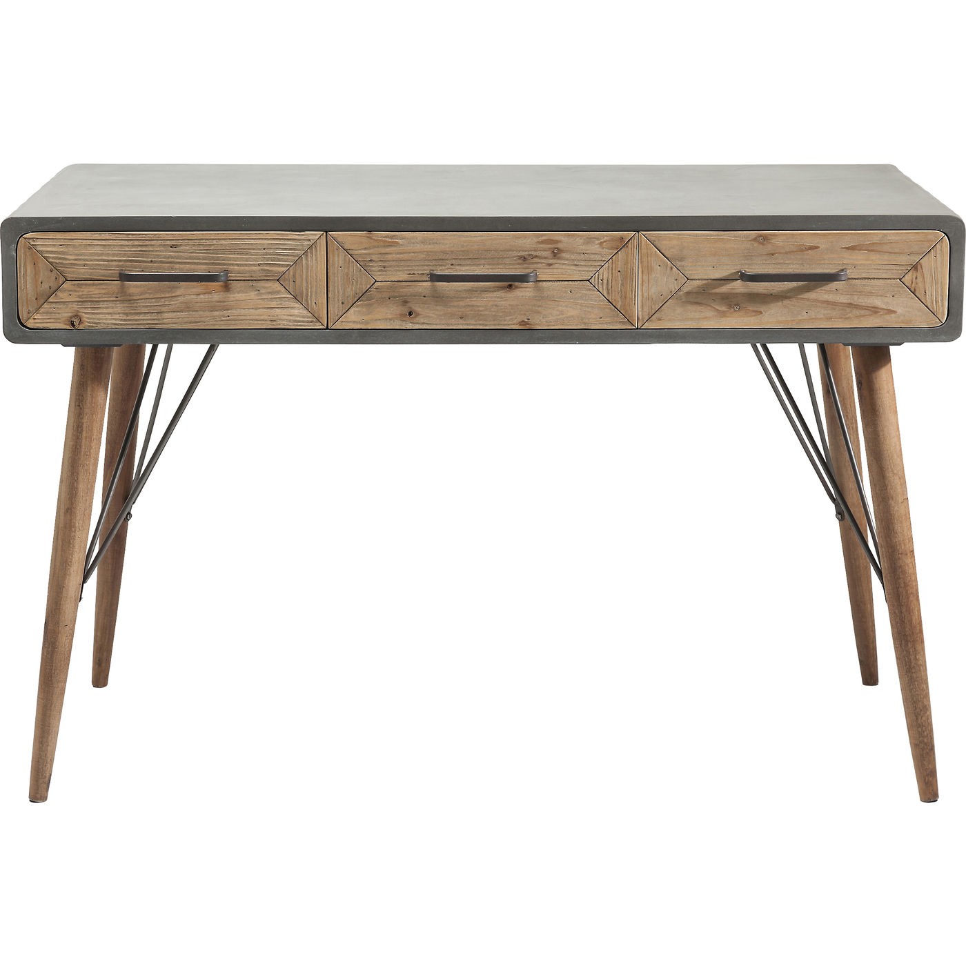Bureau 3 tiroirs industriel en bois imitation béton gris Bureau 3 tiroirs industriel en bois imitation béton gris