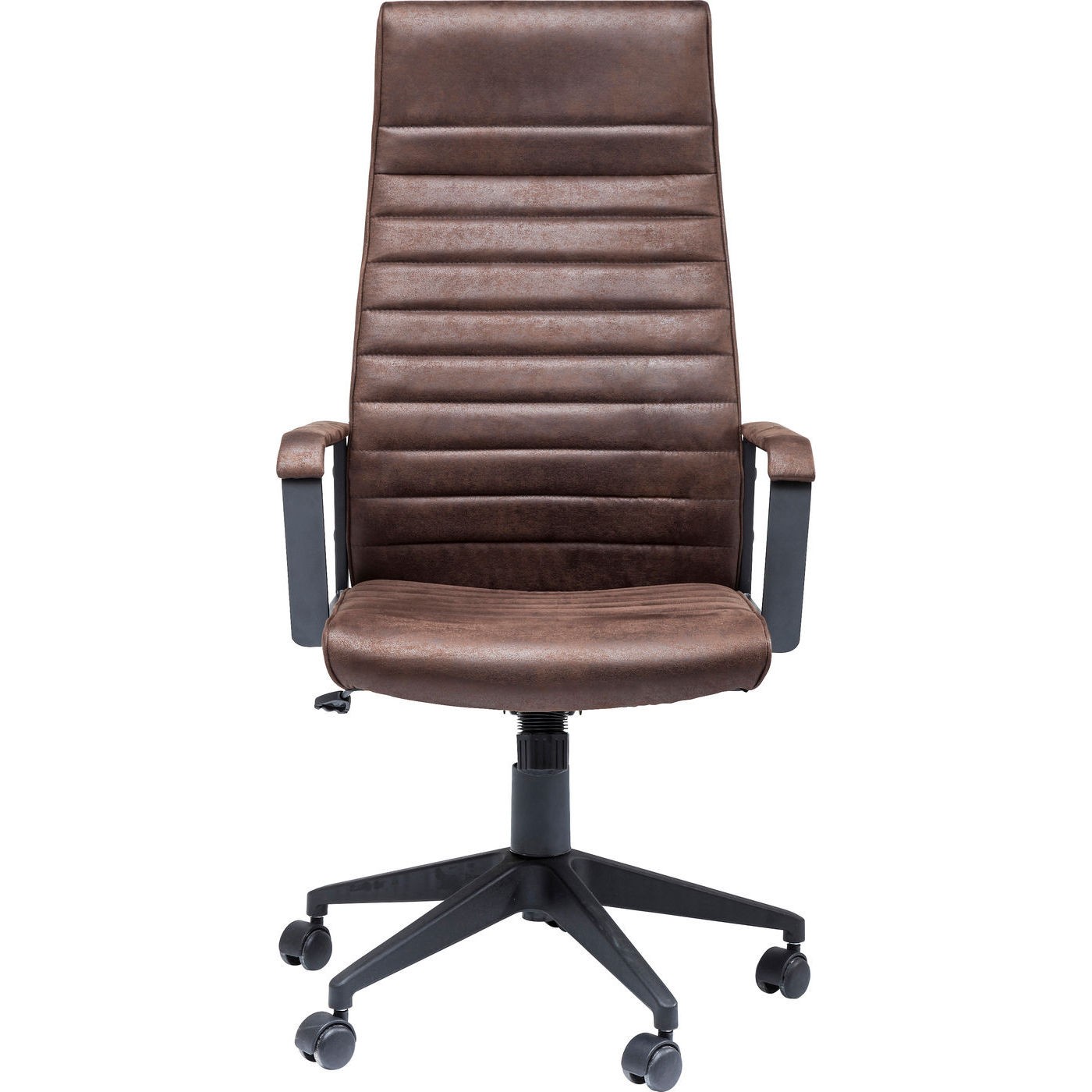 Chaise de bureau pivotante réglable à roulettes brune haute