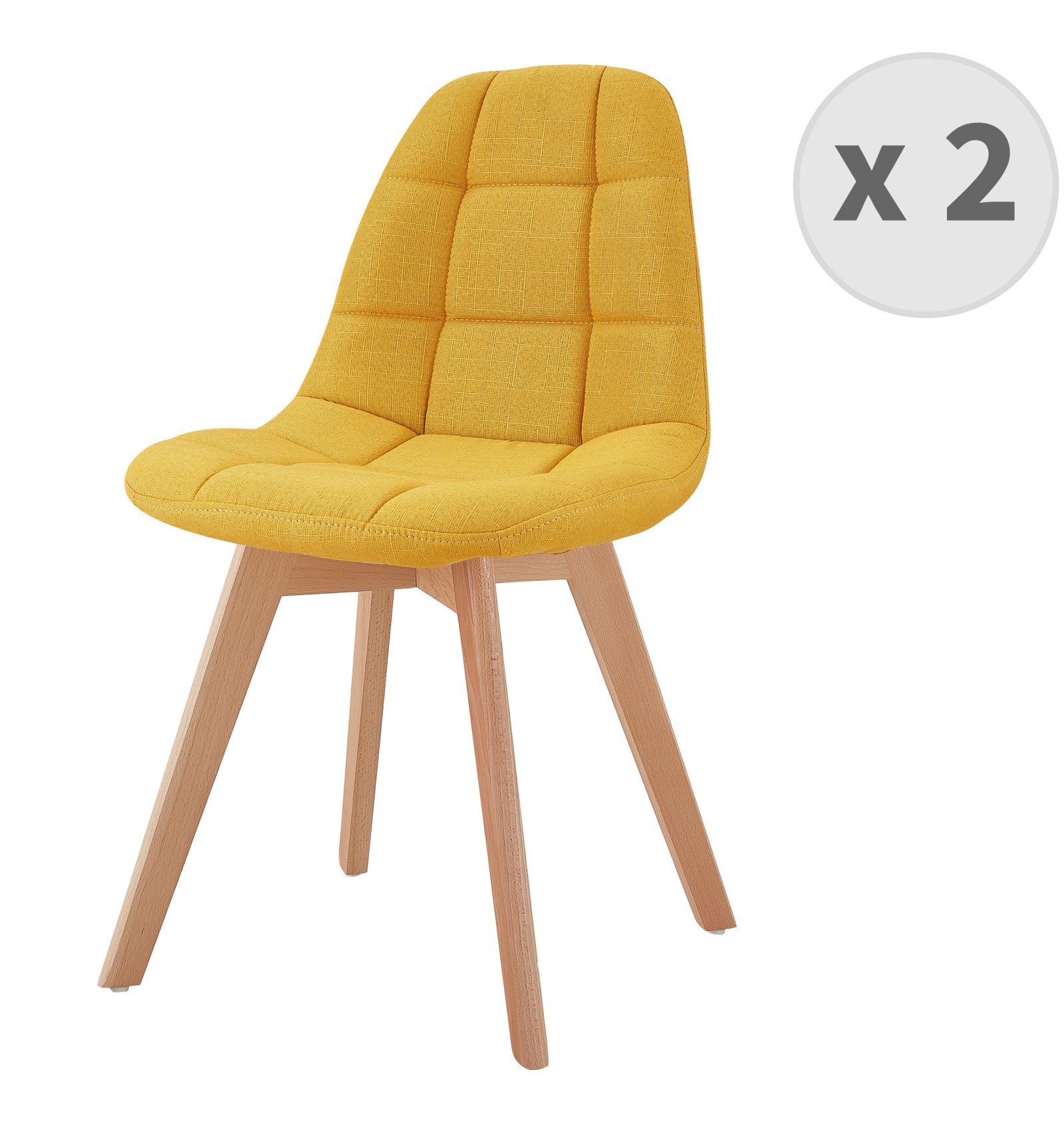 Chaise scandinave tissu curry pied hêtre (x2) (photo) Chaise scandinave tissu curry pied hêtre (x2)