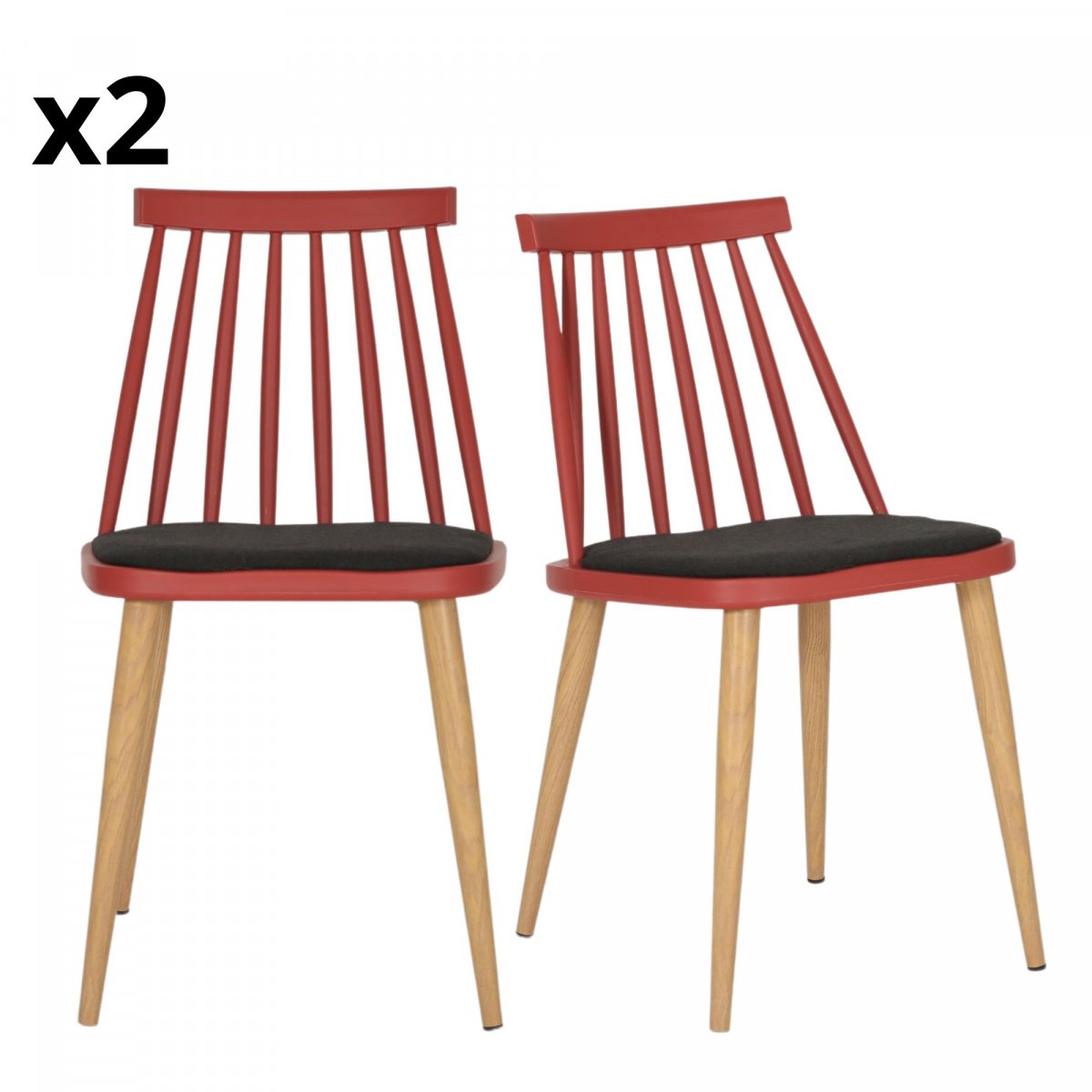 Lot 2 chaises design rouge