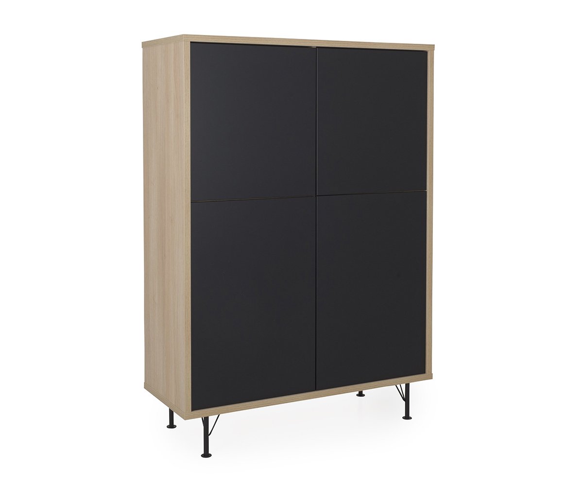 Grand buffet haut 156cm 4 portes scandinave Noir