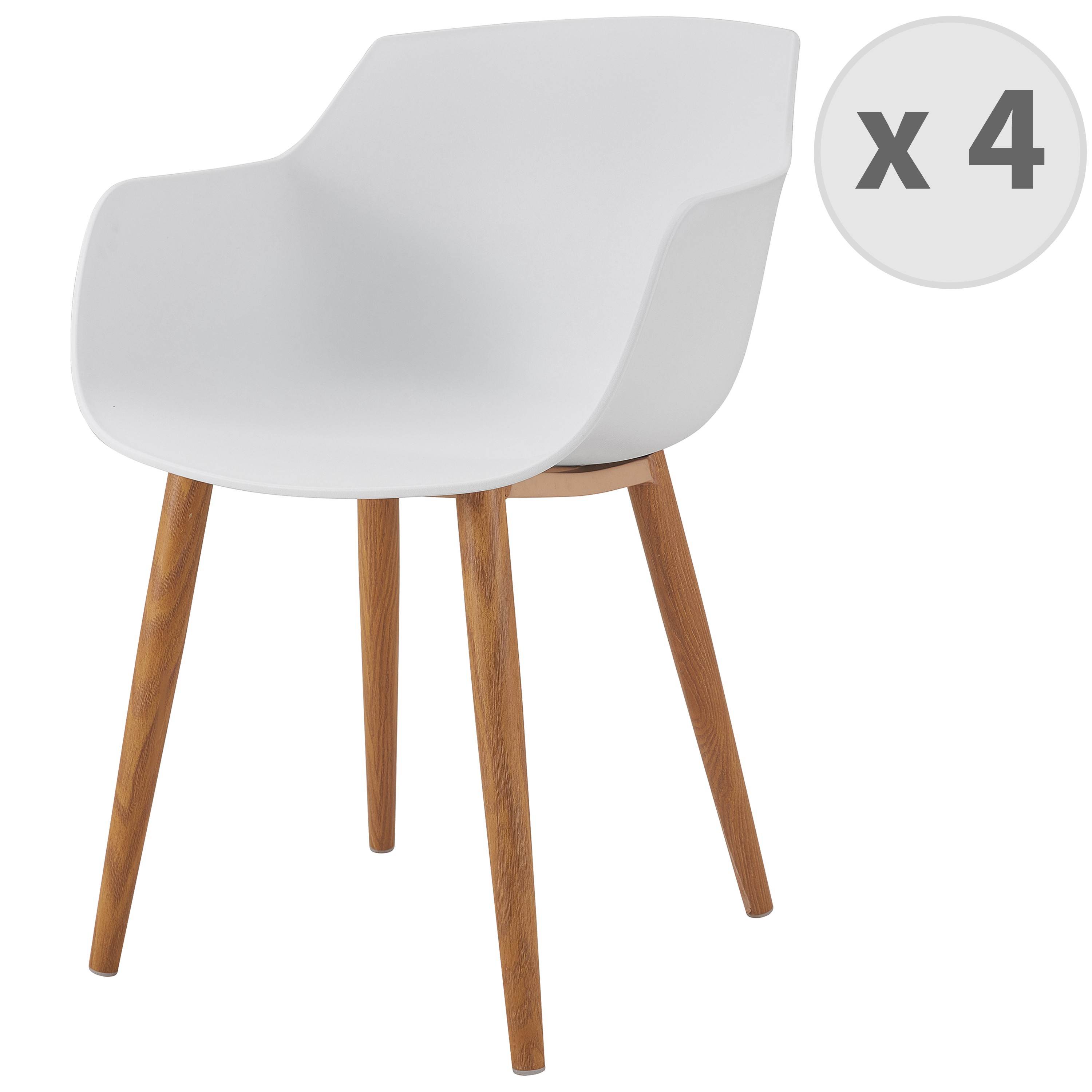 Chaise scandinave blanc pied métal effet bois (x4) (photo) Chaise scandinave blanc pied métal effet bois (x4)