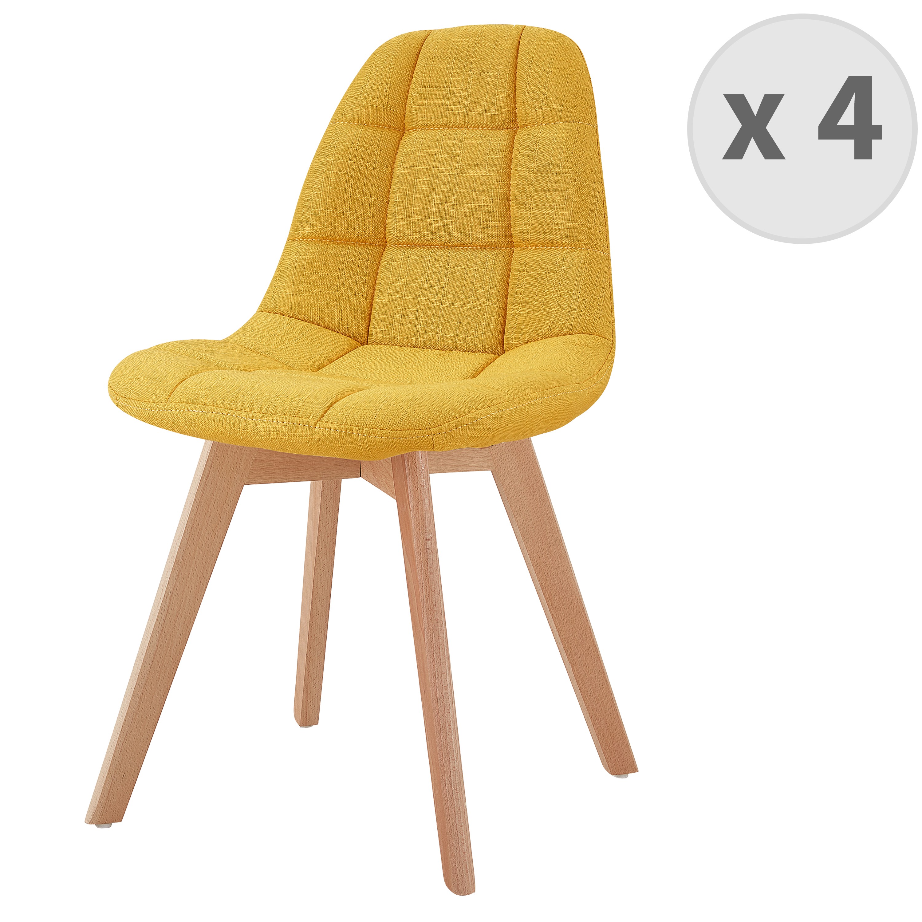 Chaise scandinave tissu curry pied hêtre (x4) (photo) Chaise scandinave tissu curry pied hêtre (x4)