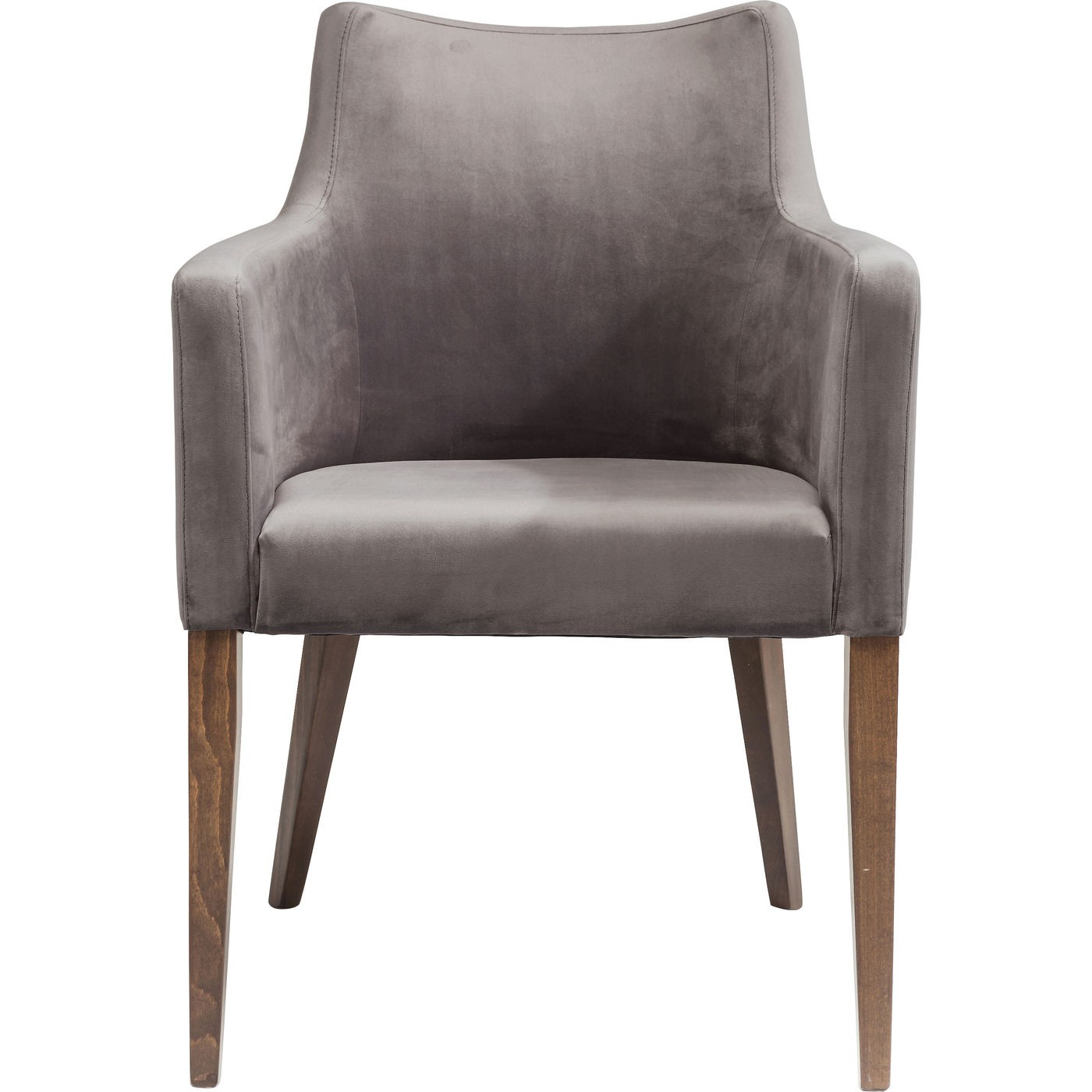 Chaise avec accoudoirs en velours gris et hêtre laqué