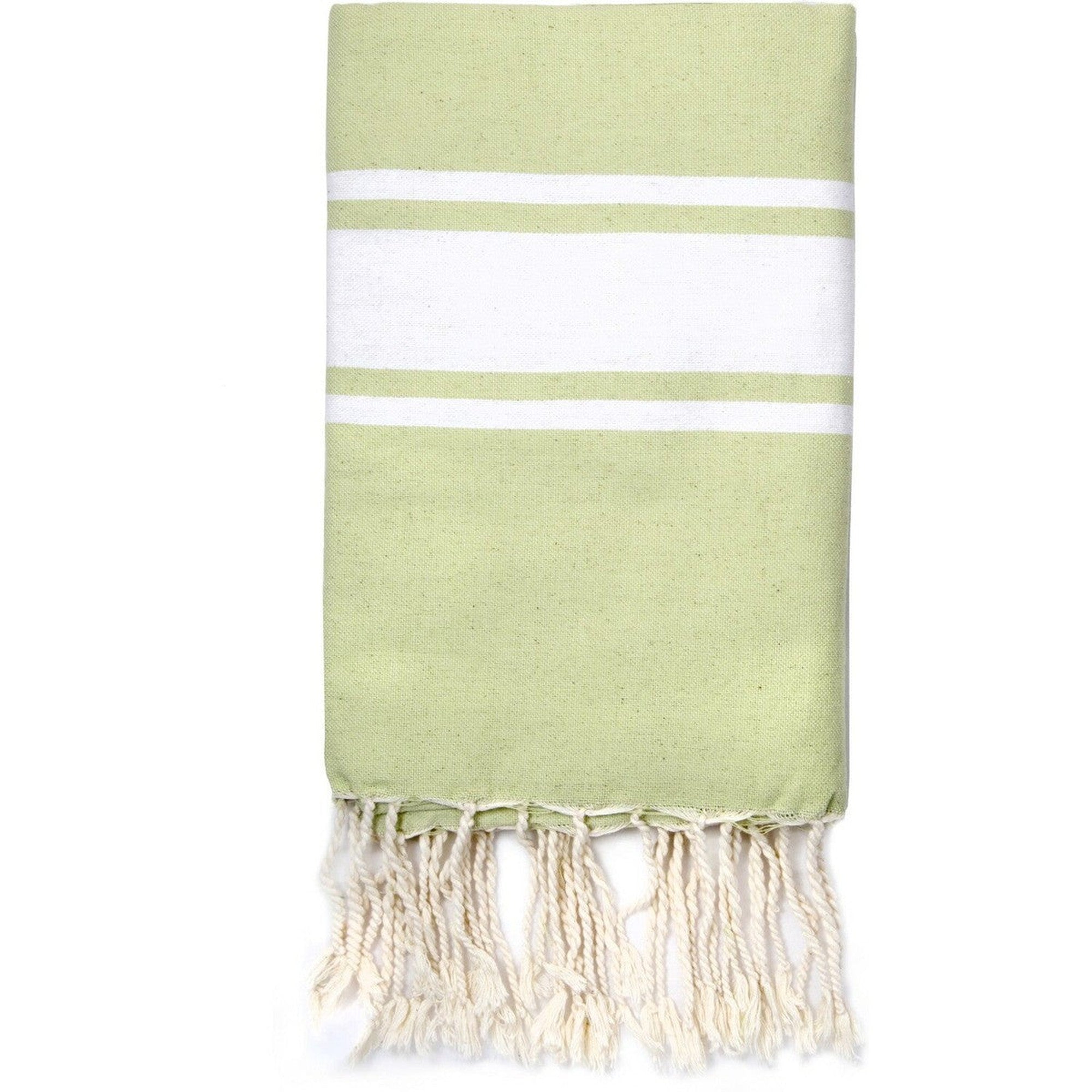 Fouta en coton bande blanche 100x200 Vert amande Fouta en coton bande blanche 100x200 Vert amande