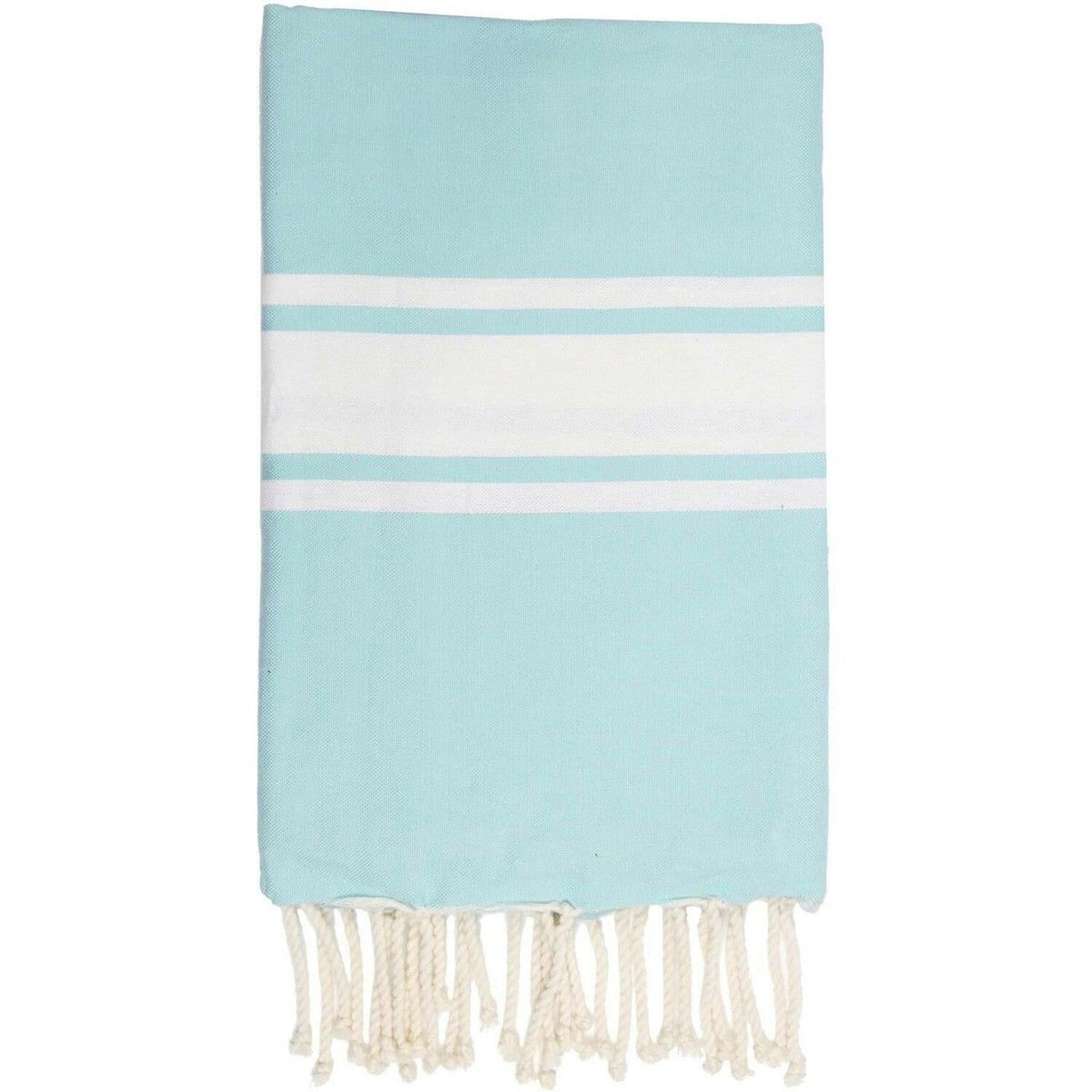 Fouta en coton bande blanche 100x200 Bleu aqua Fouta en coton bande blanche 100x200 Bleu aqua