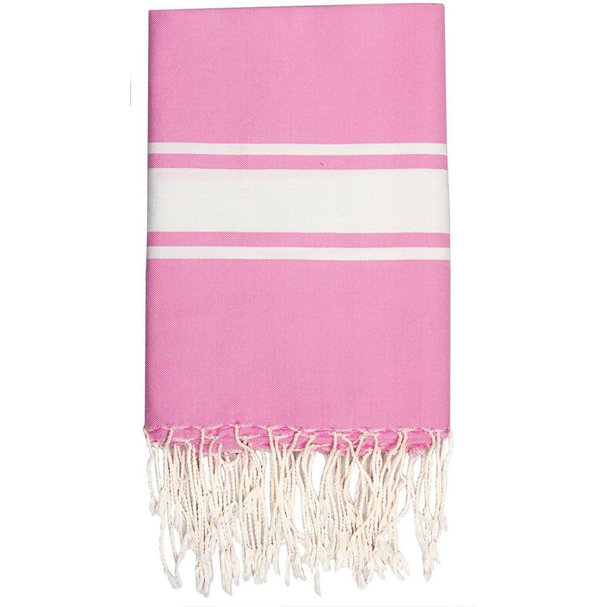 Fouta en coton bande blanche 100x200 Rose malabar Fouta en coton bande blanche 100x200 Rose malabar