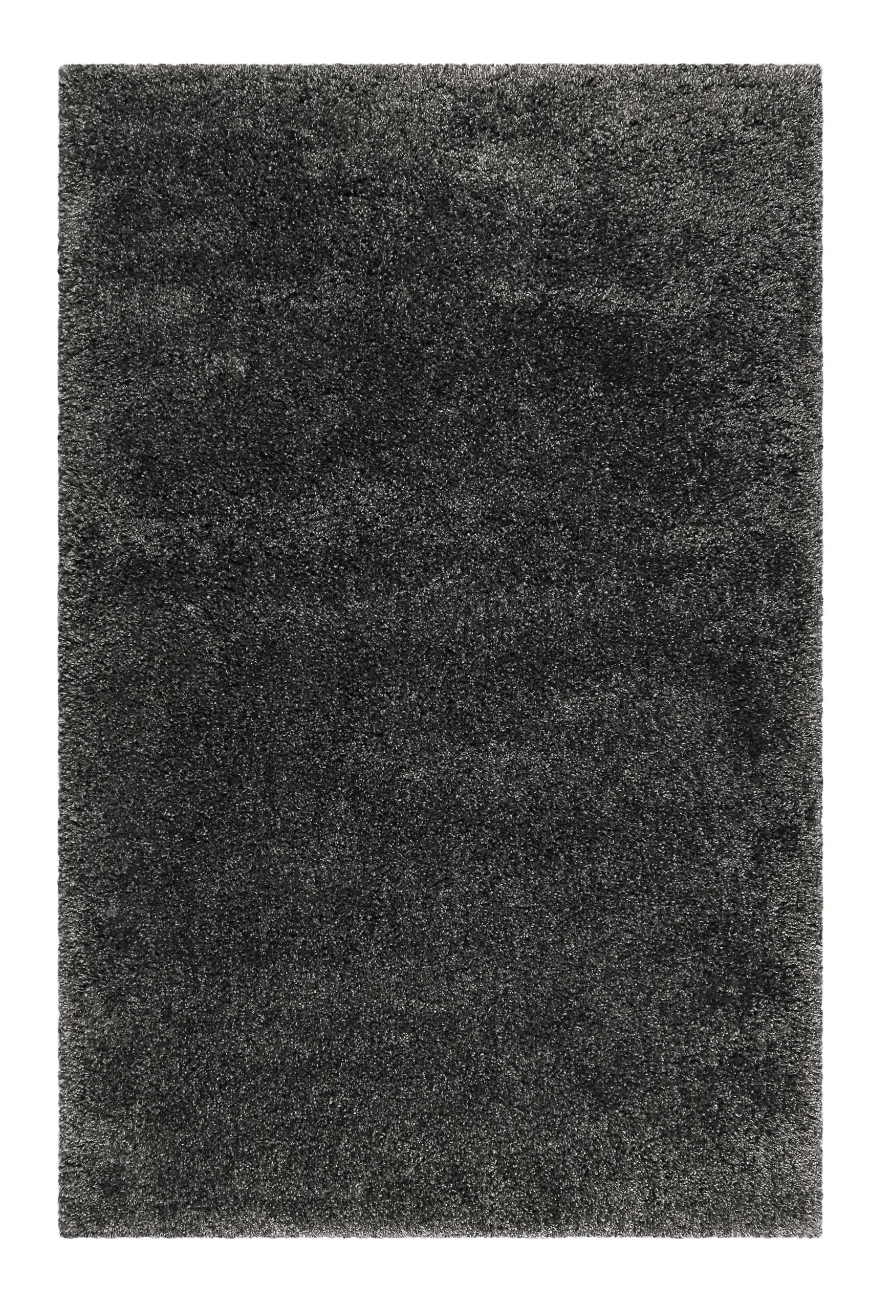 Alfombra tejida de pelo largo, color gris oscuro, suave 170x120