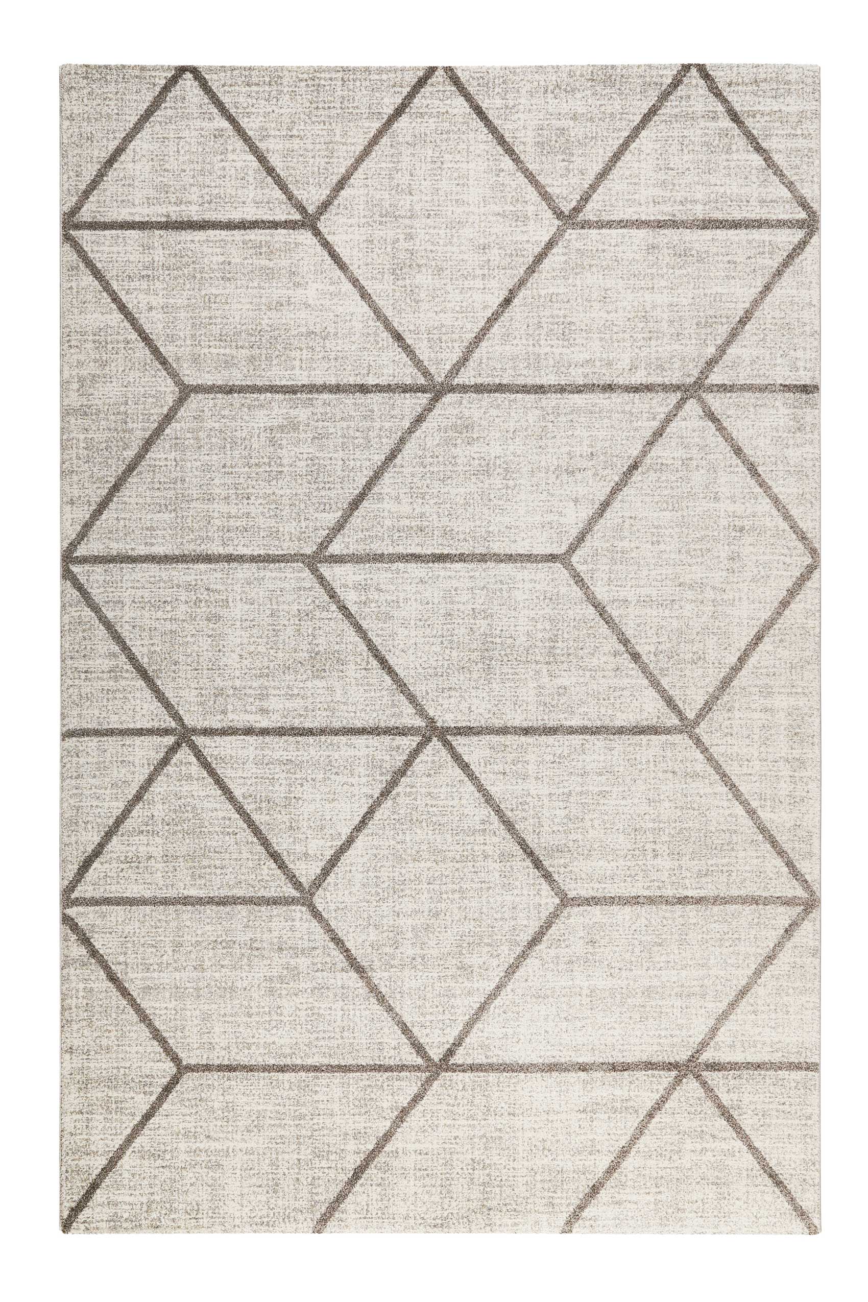 Tapis graphique motif brun gris beige chiné 200x133