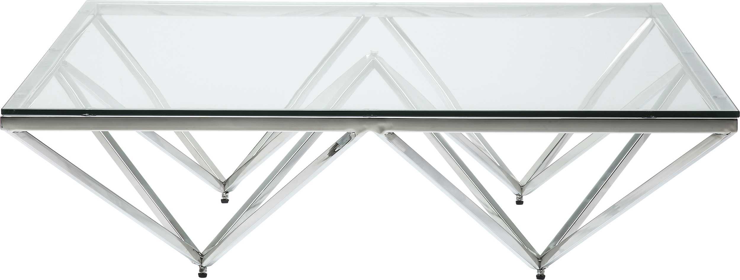 Table basse carrée en acier argenté et verre Table basse carrée en acier argenté et verre