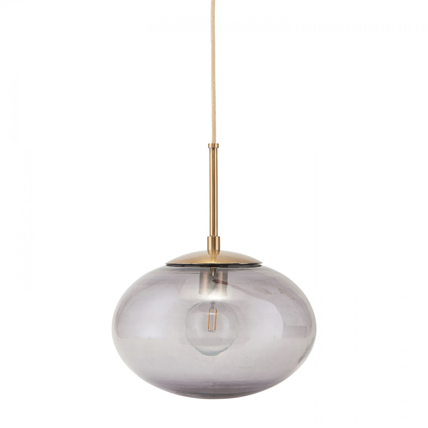 Lampe suspension vintage en verre gris small 22cm