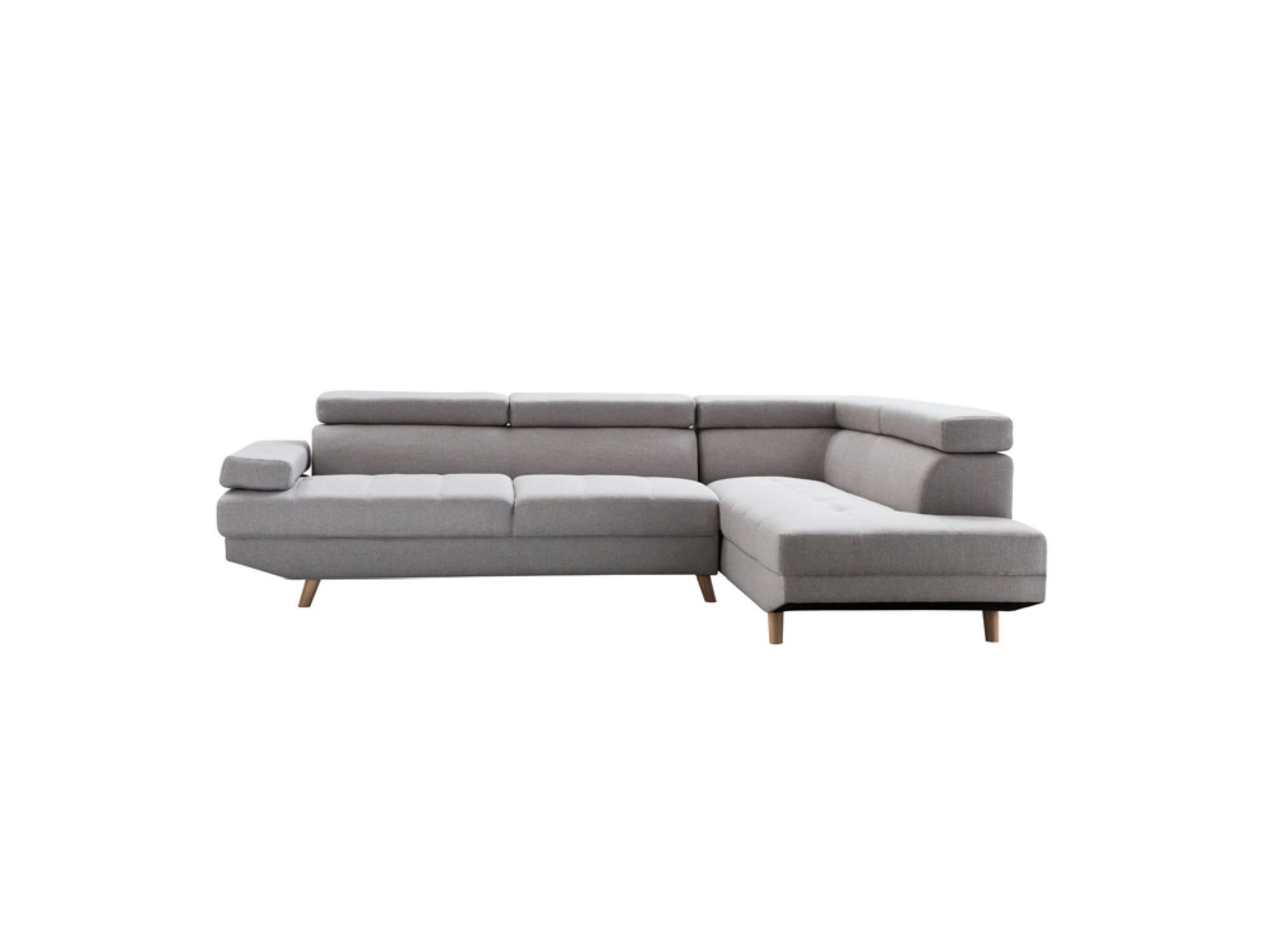 Canapé d'angle droit 4 places style scandinave en tissu gris clair Canapé d'angle droit 4 places style scandinave en tissu gris clair