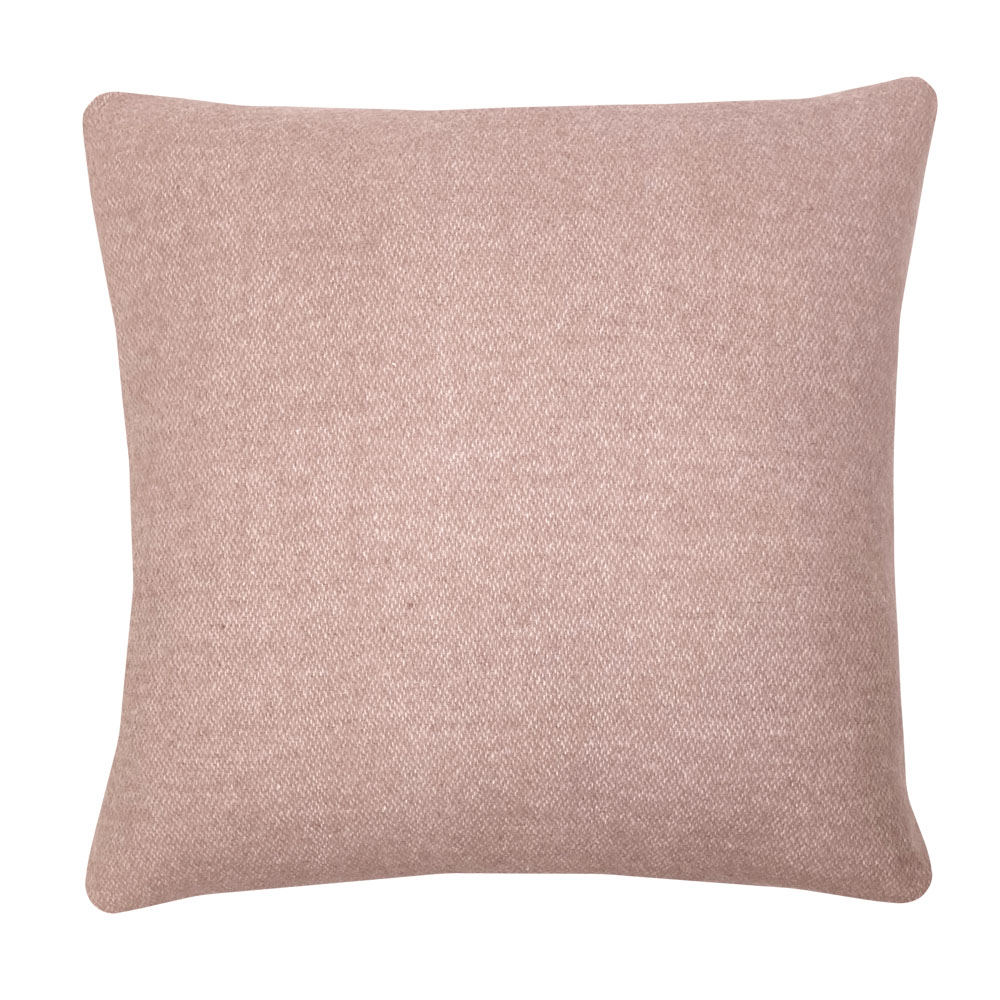 Coussin carré en laine double face rose brumeux 50x50