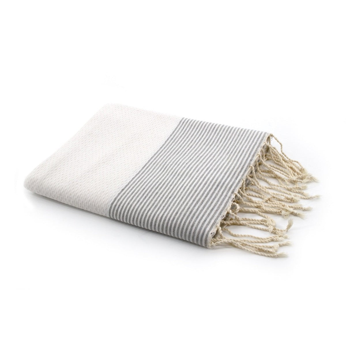 Fouta coton nid d'abeille 100x200 Blanc et gris perle Fouta coton nid d'abeille 100x200 Blanc et gris perle