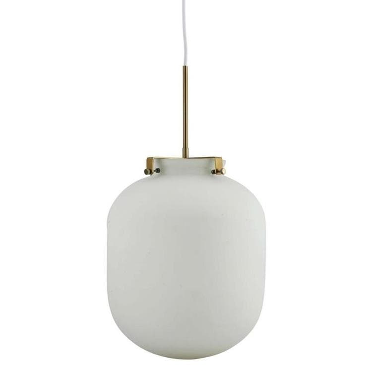 Lampe suspension vintage en verre blanc 30cm