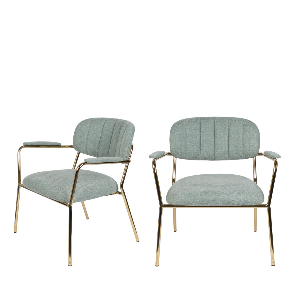 2 fauteuils pieds dorÃ©s vert de gris