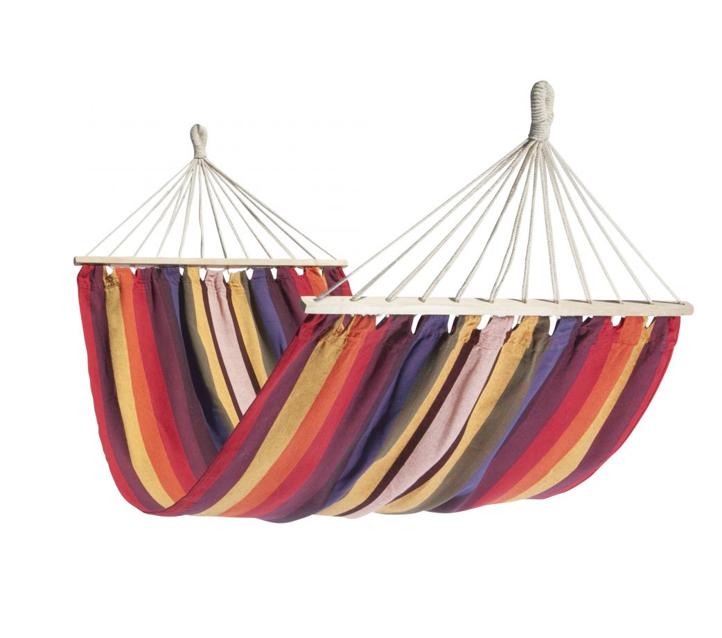 Hamac à barre simple en tissu rayé multicolore Hamac à barre simple en tissu rayé multicolore