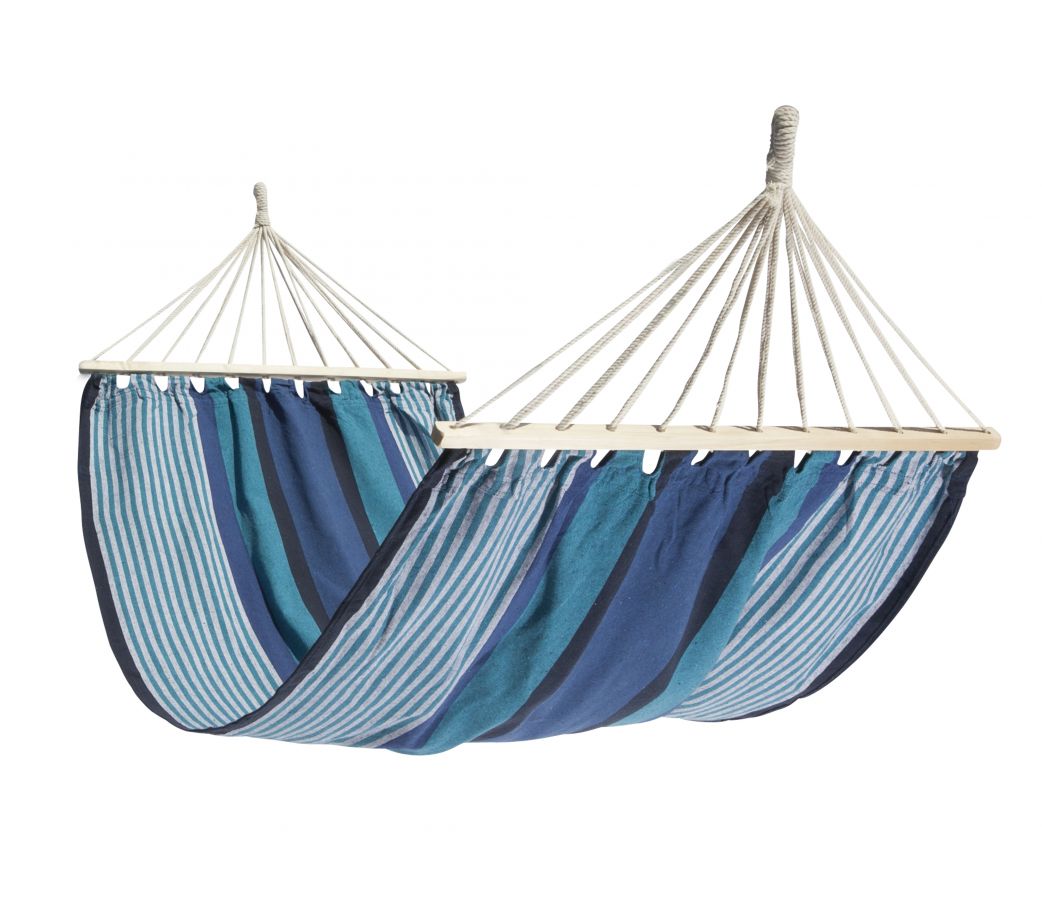 Hamac à barre simple en tissu rayé bleu Hamac à barre simple en tissu rayé bleu