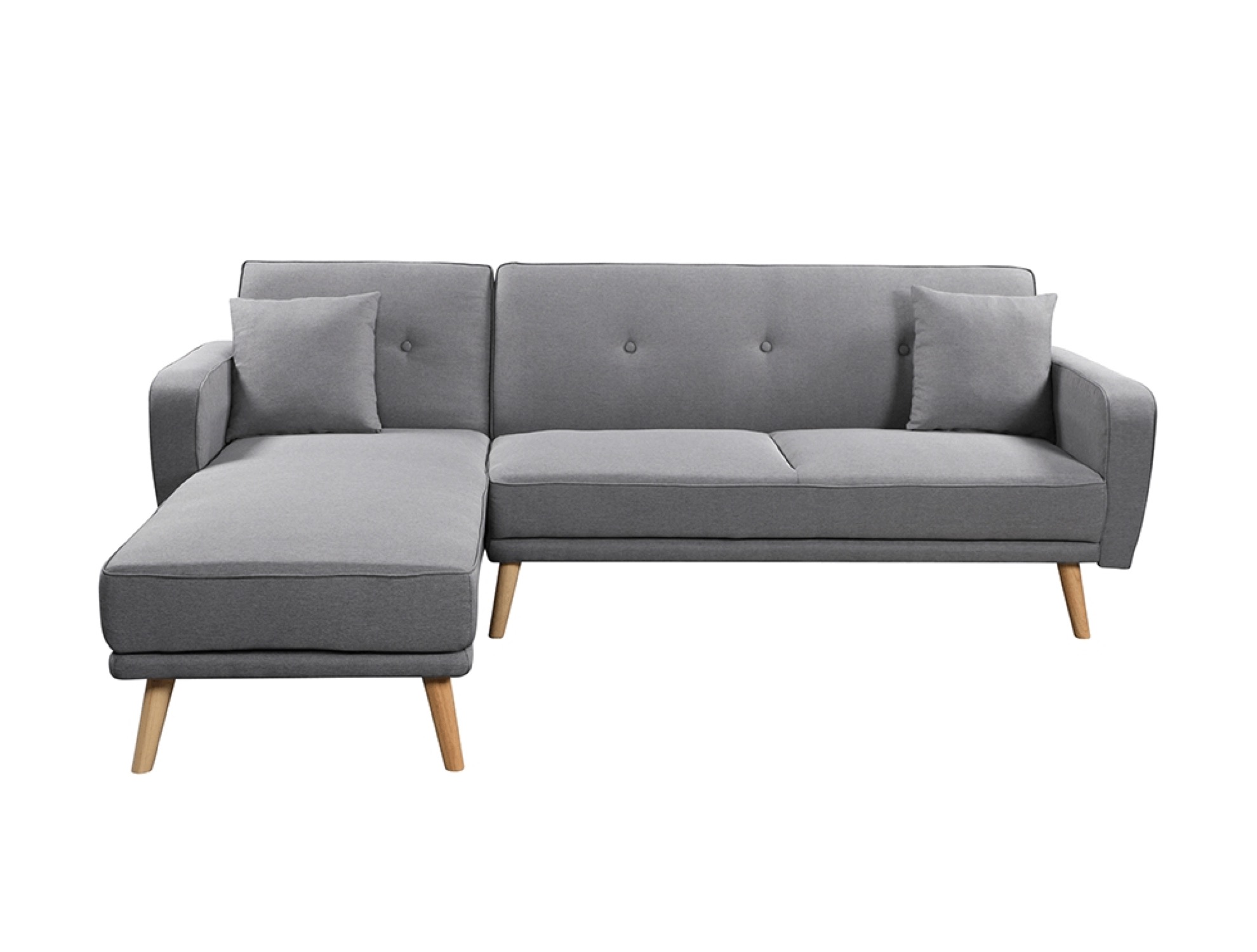 Canapé d'angle scandinave réversible convertible en tissu gris clair