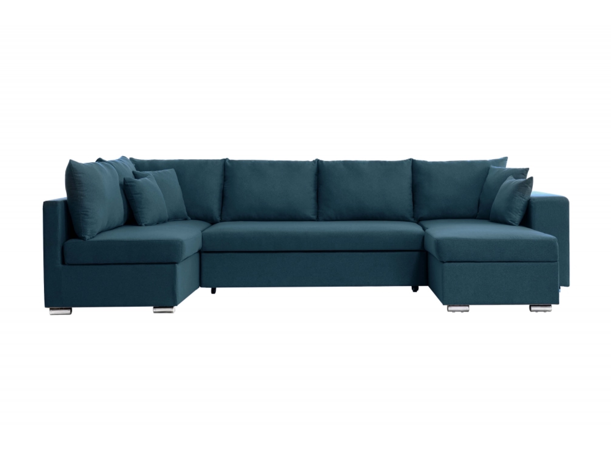 Canapé panoramique convertible avec coffre en tissu bleu canard Canapé panoramique convertible avec coffre en tissu bleu canard
