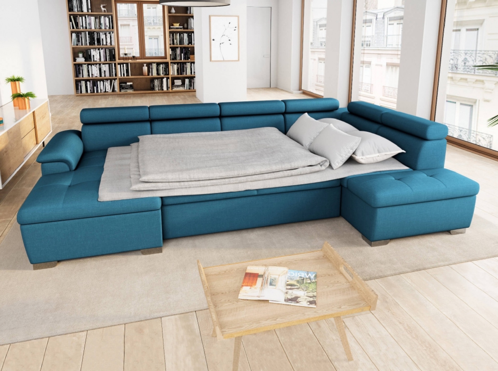 paola - Canapé relax convertible Bleu - Vue supplémentaire 2