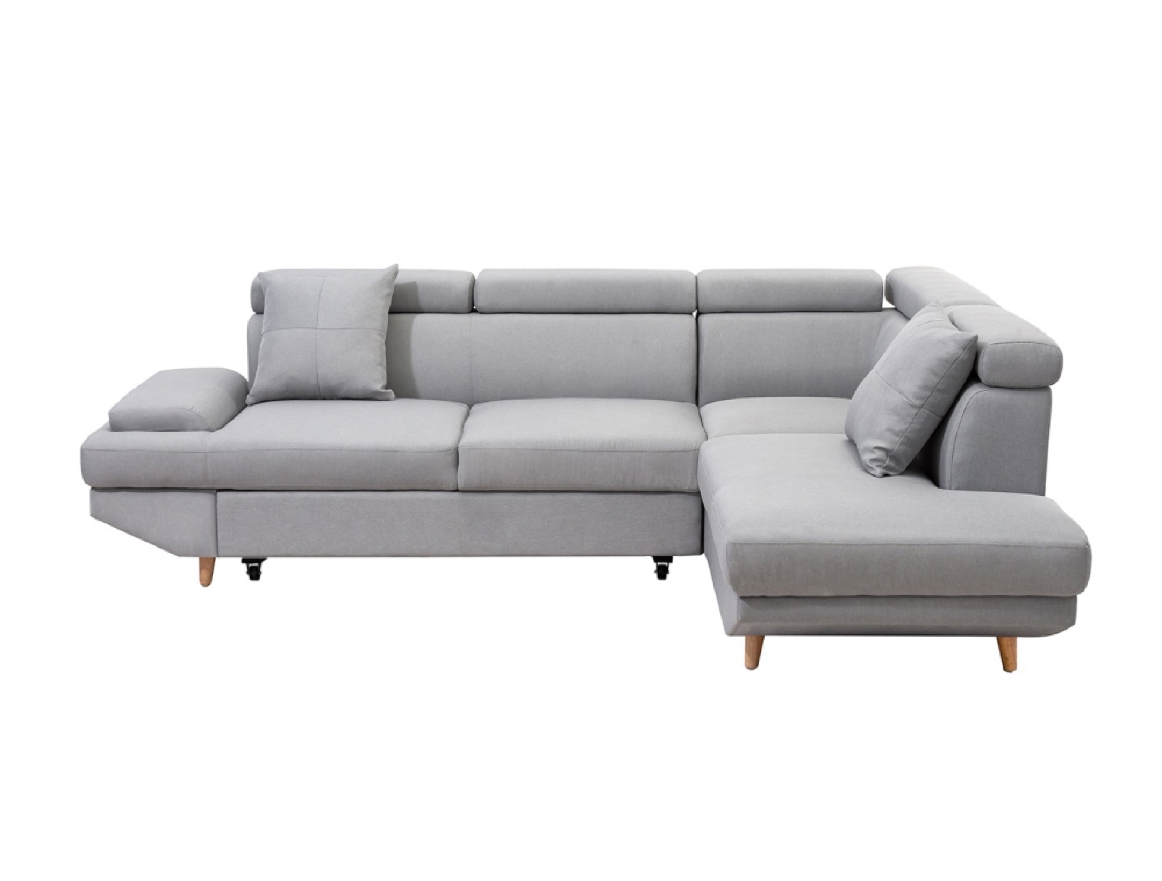 Canapé d'angle droit convertible style scandinave en tissu gris clair