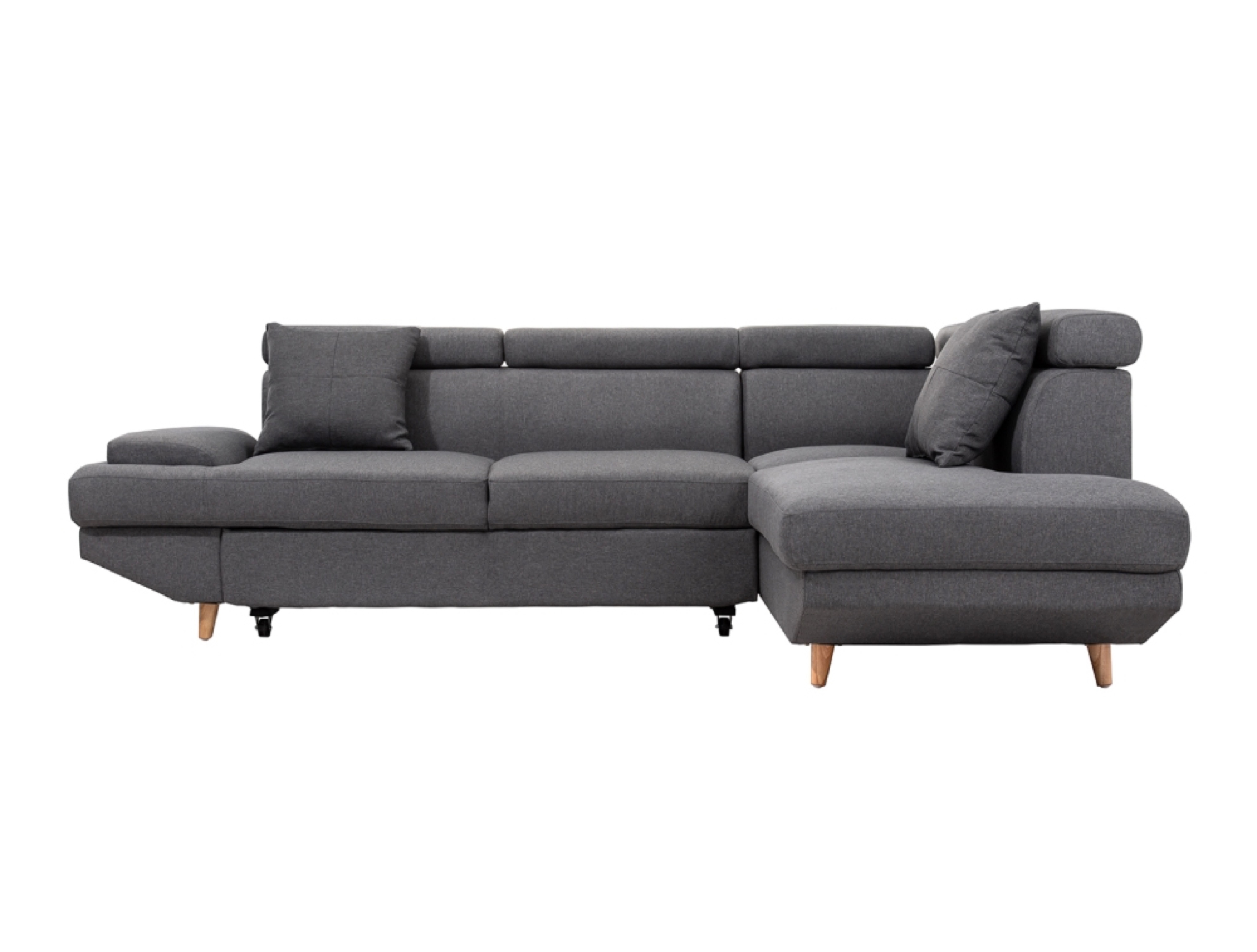 Canapé d'angle droit convertible style scandinave en tissu gris foncé