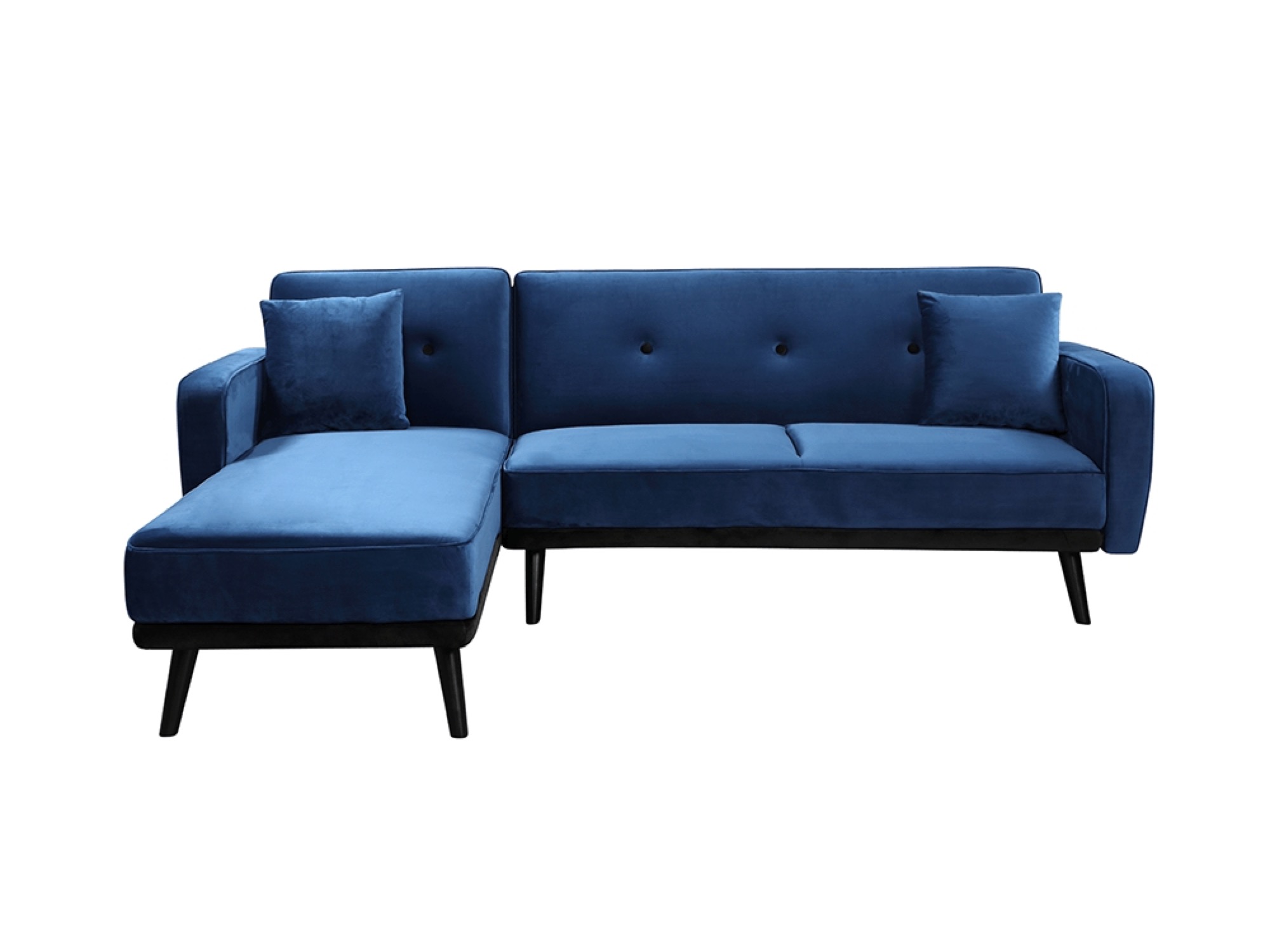 Canapé d'angle scandinave réversible et convertible en velours bleu