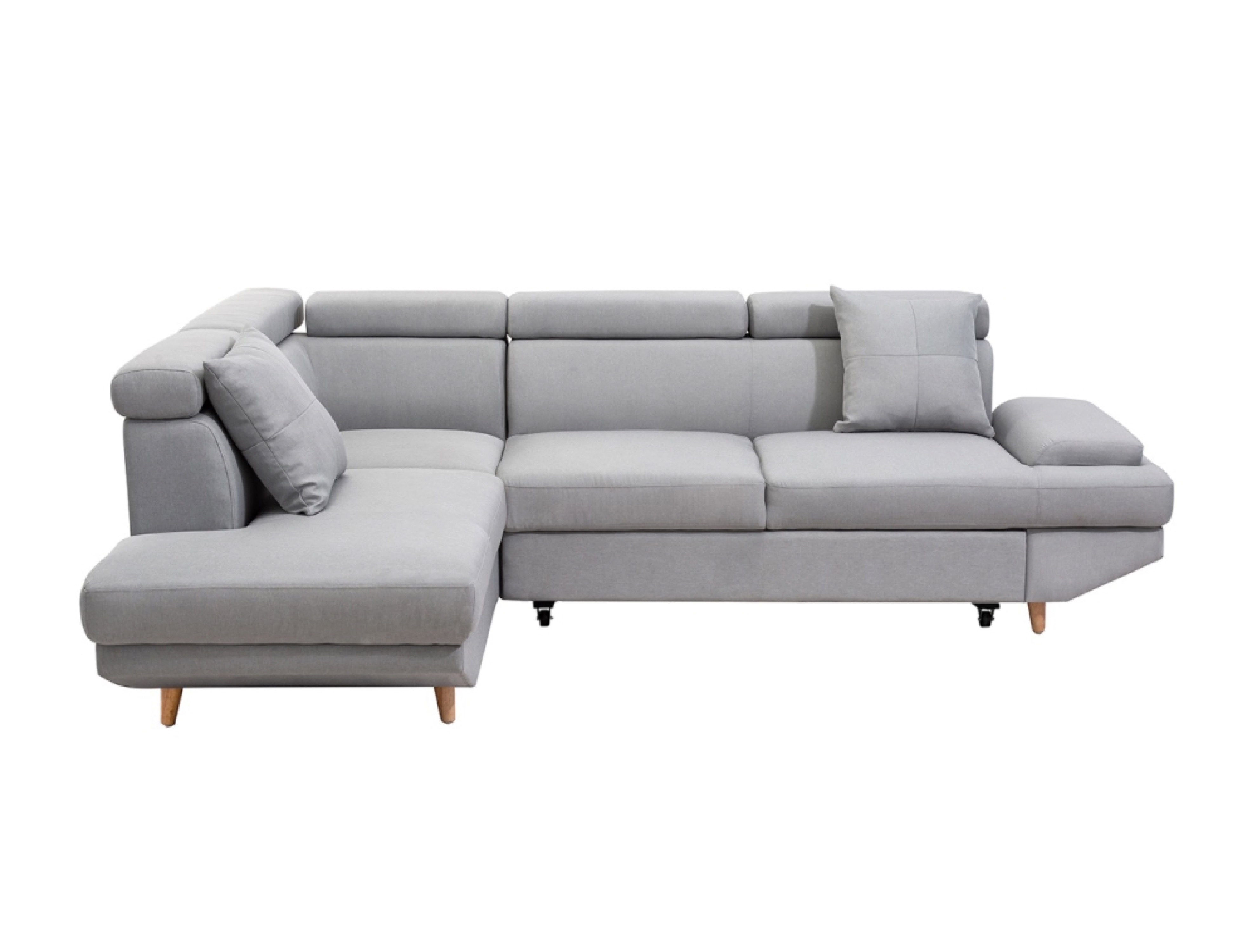 Canapé d'Angle MAIA Convertible en Tissu - Angle Gauche, Gris clair