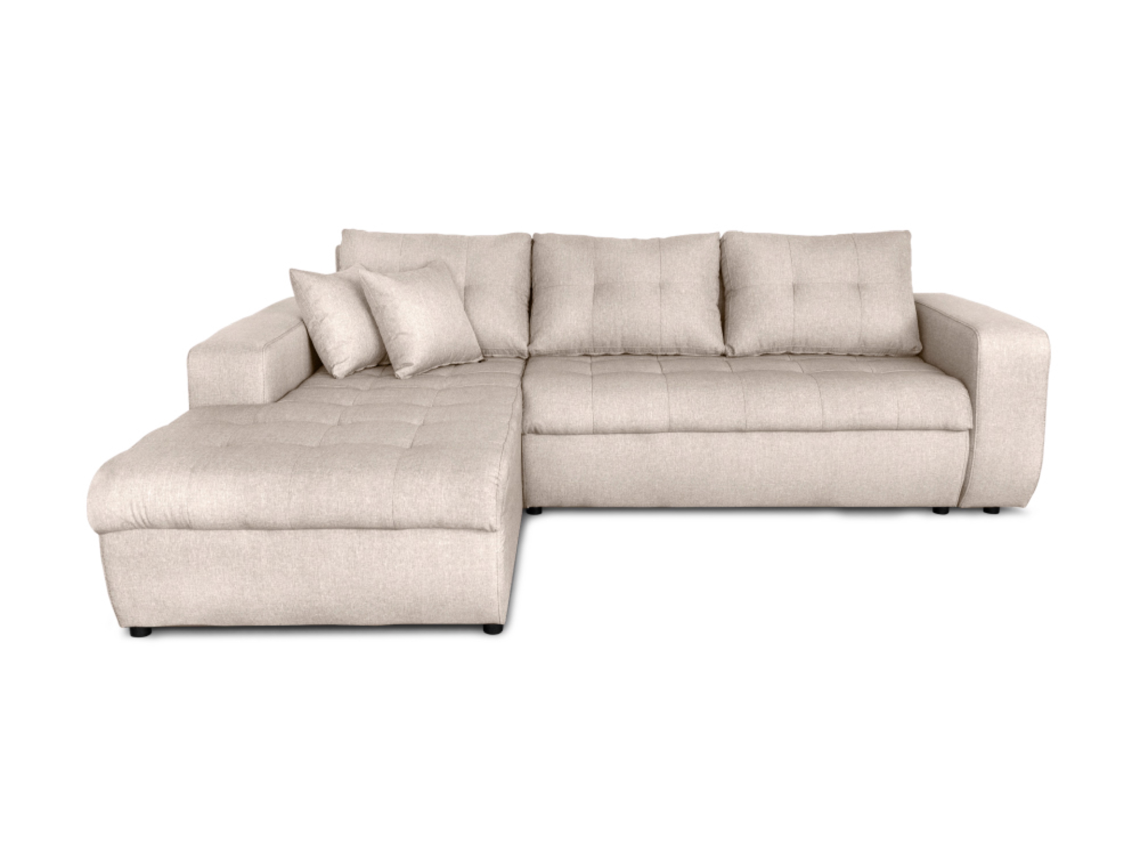 Canapé d'angle gauche convertible en tissu beige