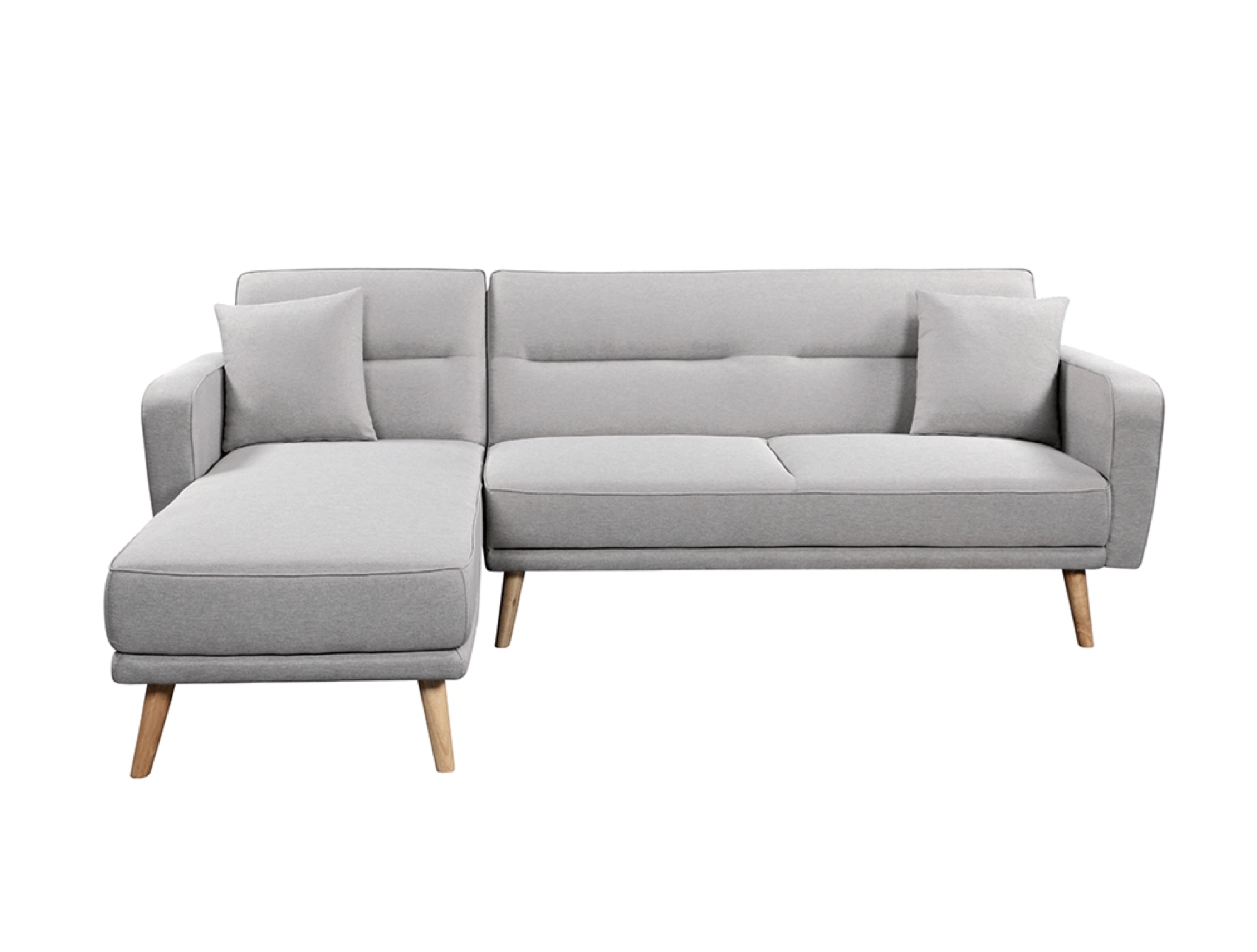 Canapé d'angle scandinave réversible convertible en tissu gris clair