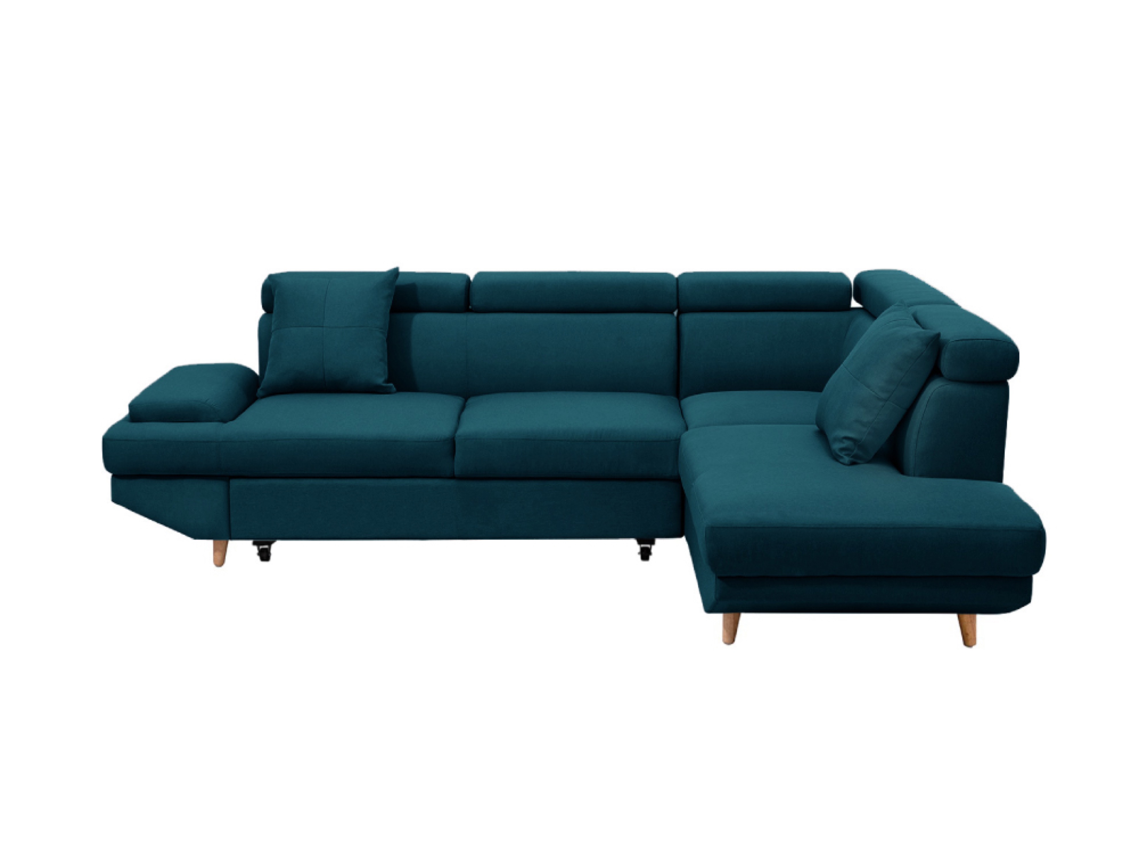 Canapé d'angle droit convertible style scandinave en tissu bleu