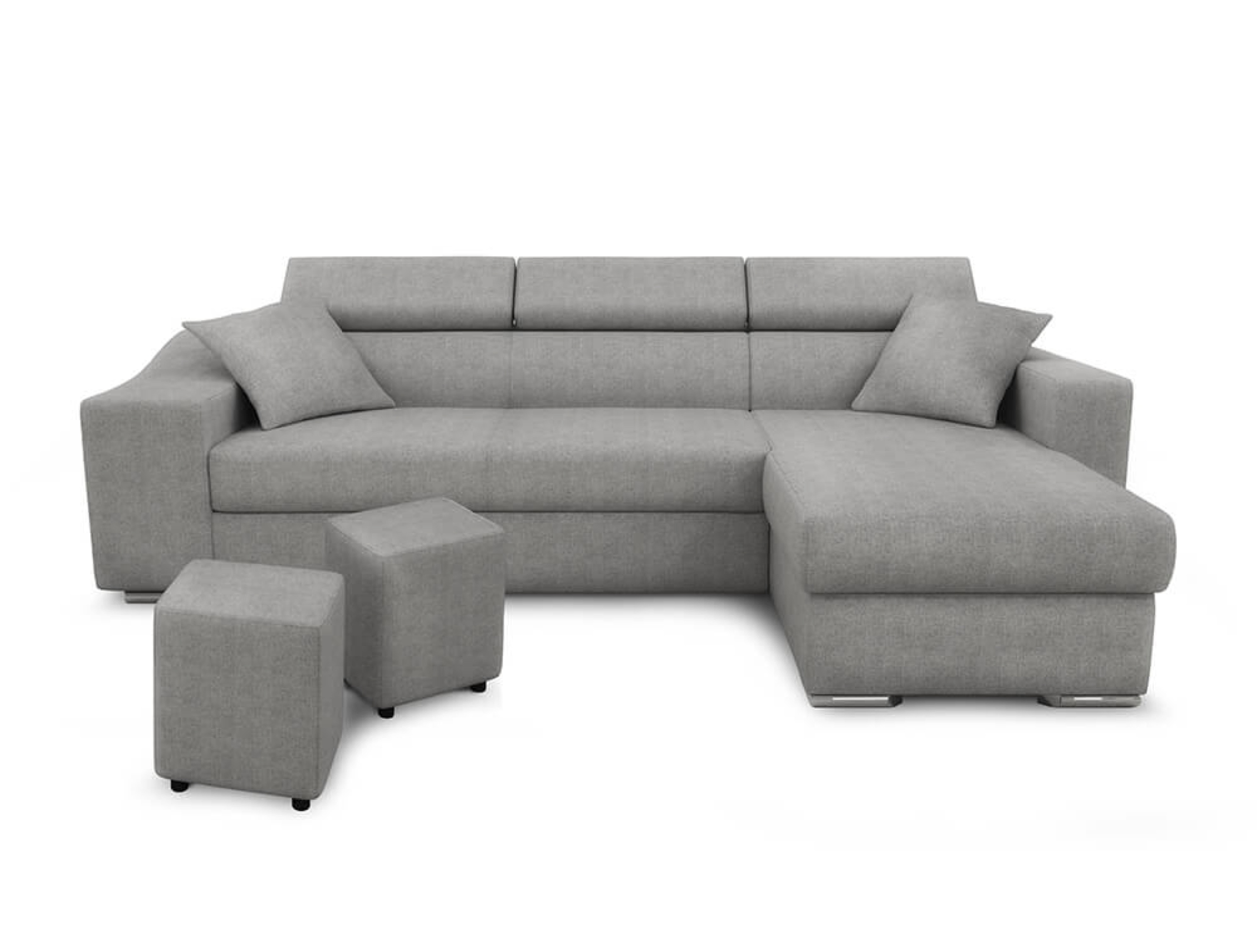 Canapé d'angle 4 places Gris Tissu Moderne Confort