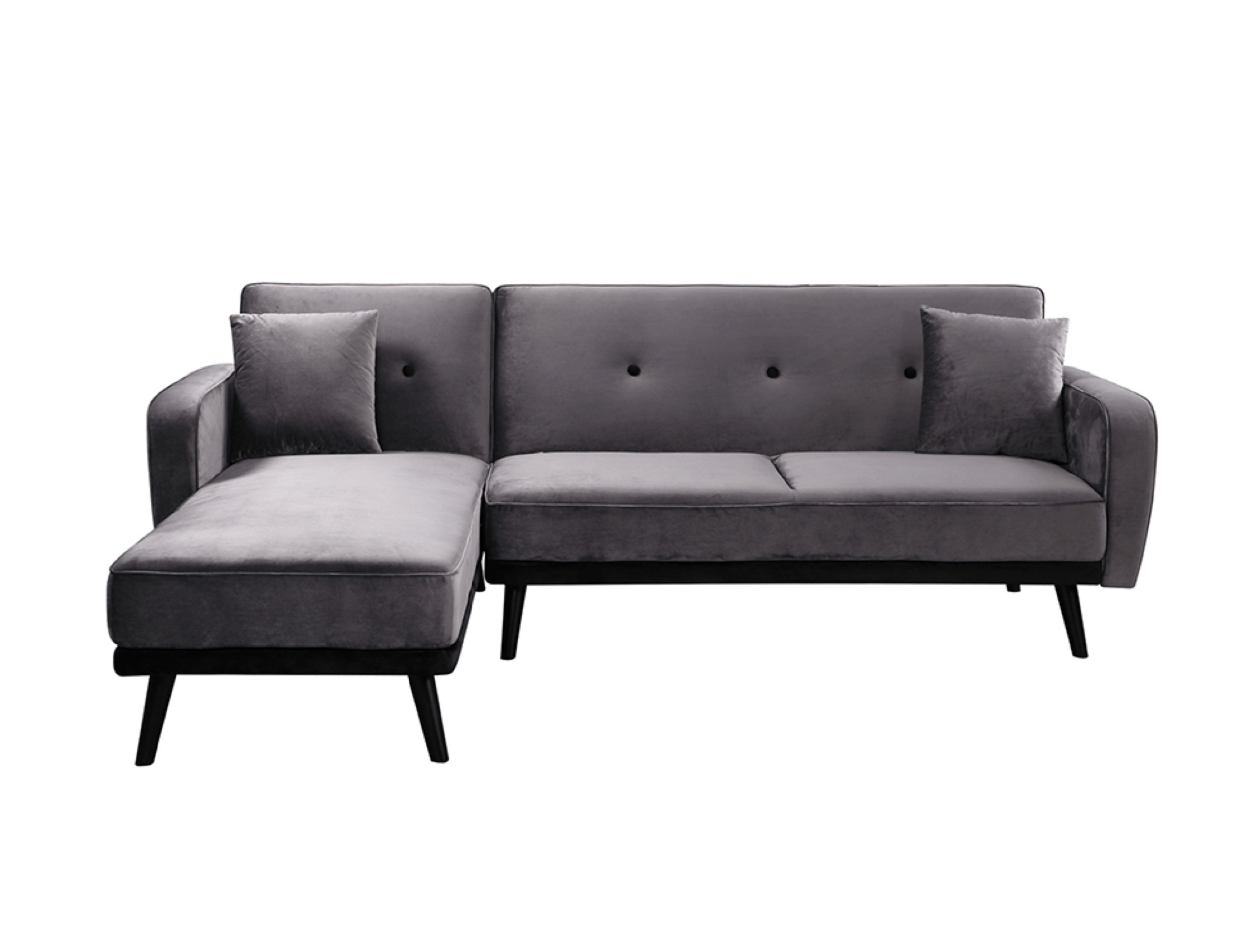 Canapé d'angle scandinave réversible et convertible en velours gris