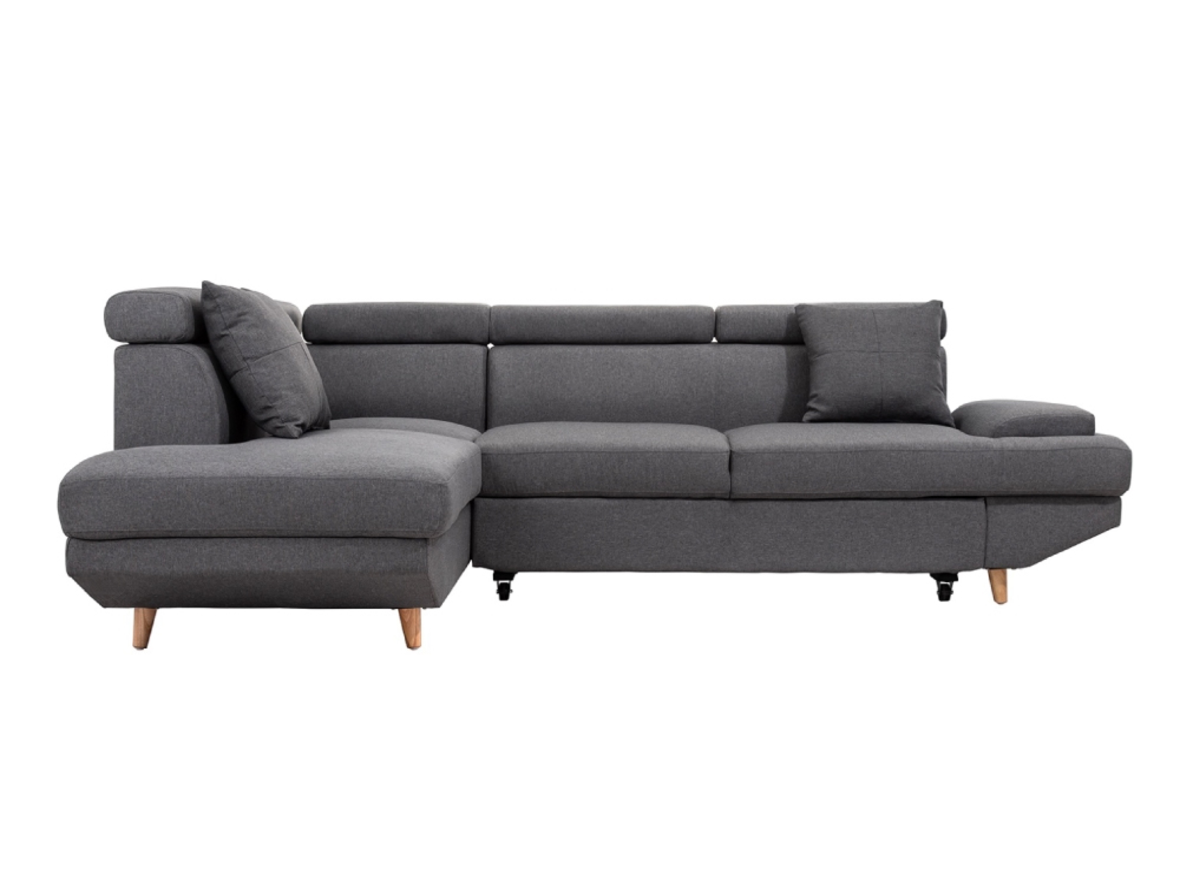 Canapé d'angle gauche convertible style scandinave en tissu gris foncé